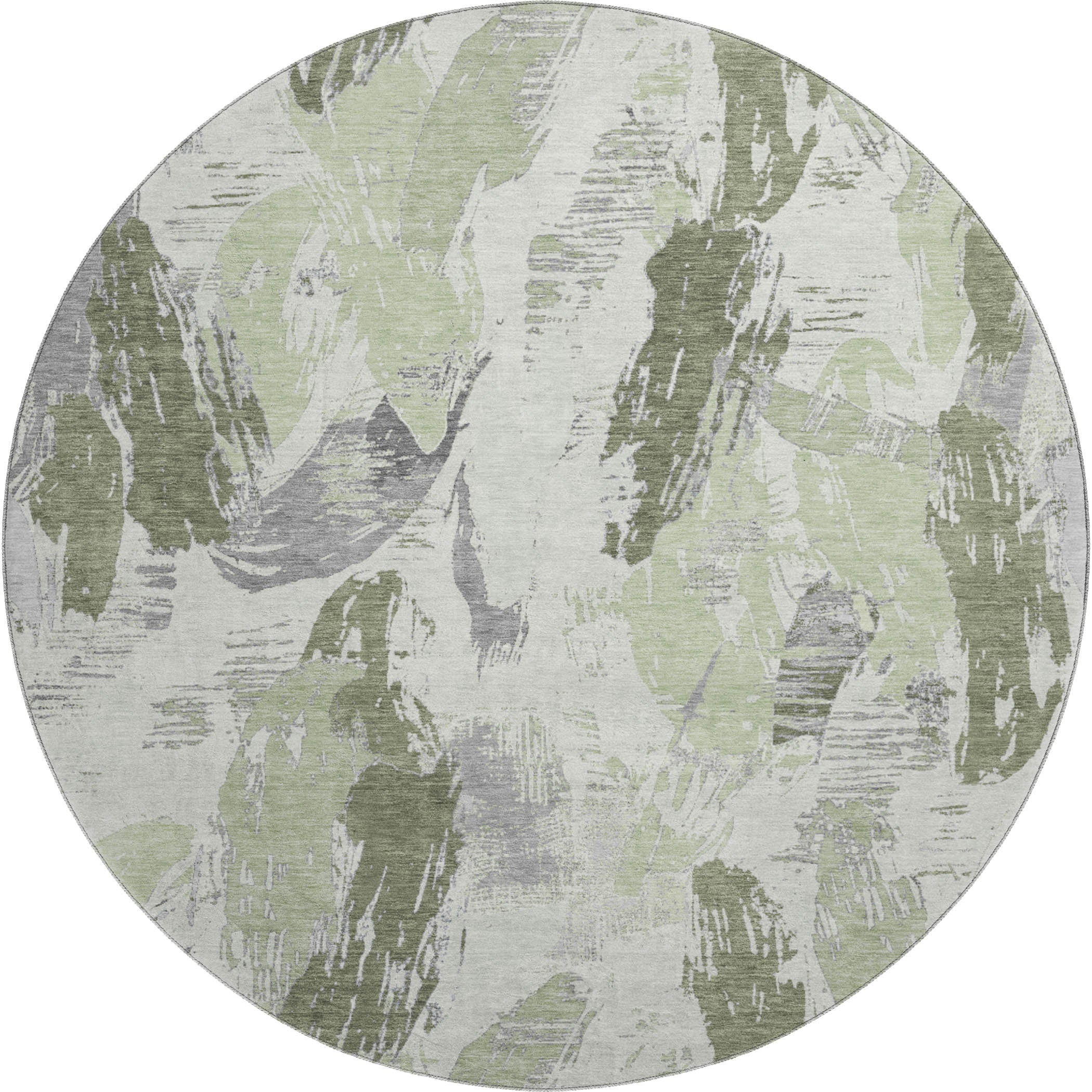 Cairo Machine Washable Transitional Aloe Green Rug 8' x 8' #shape_Round