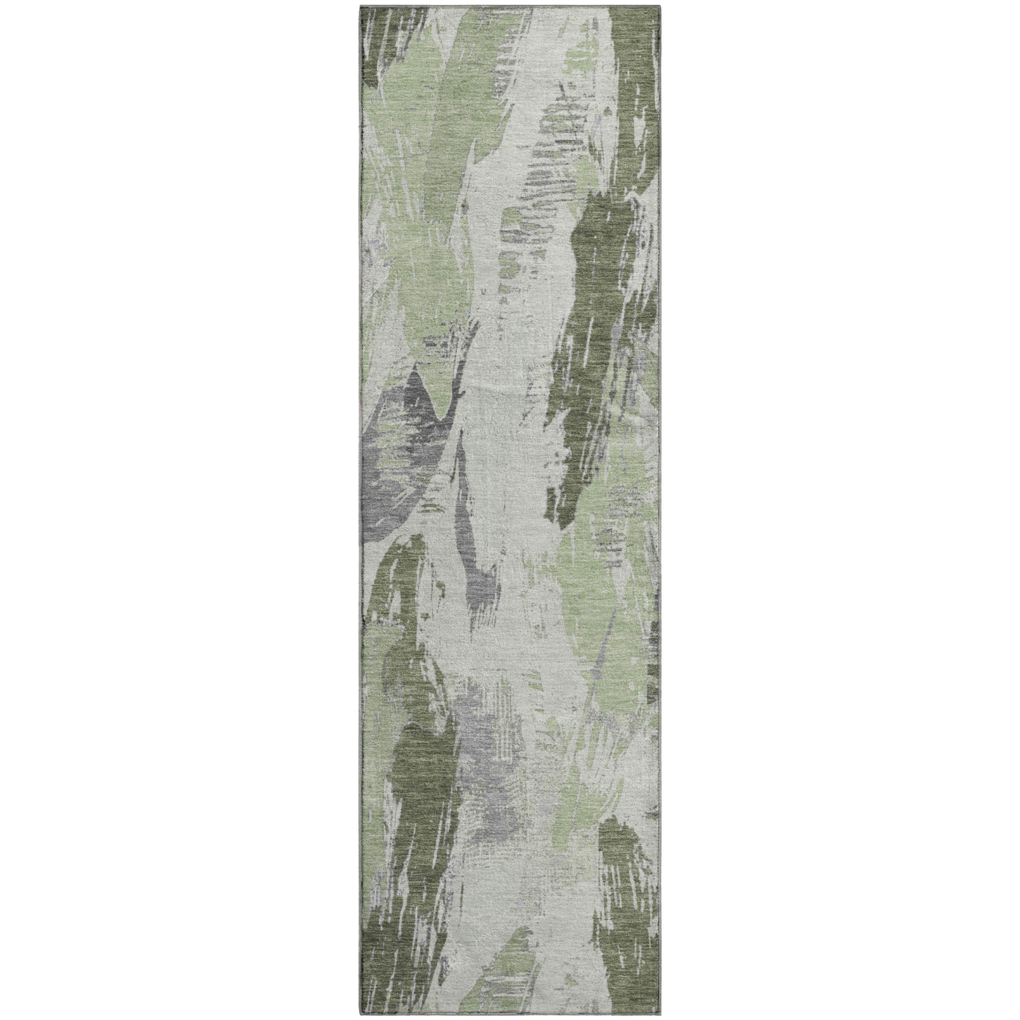 Cairo Machine Washable Transitional Aloe Green Rug 2'3" x 7'6" #shape_Runner