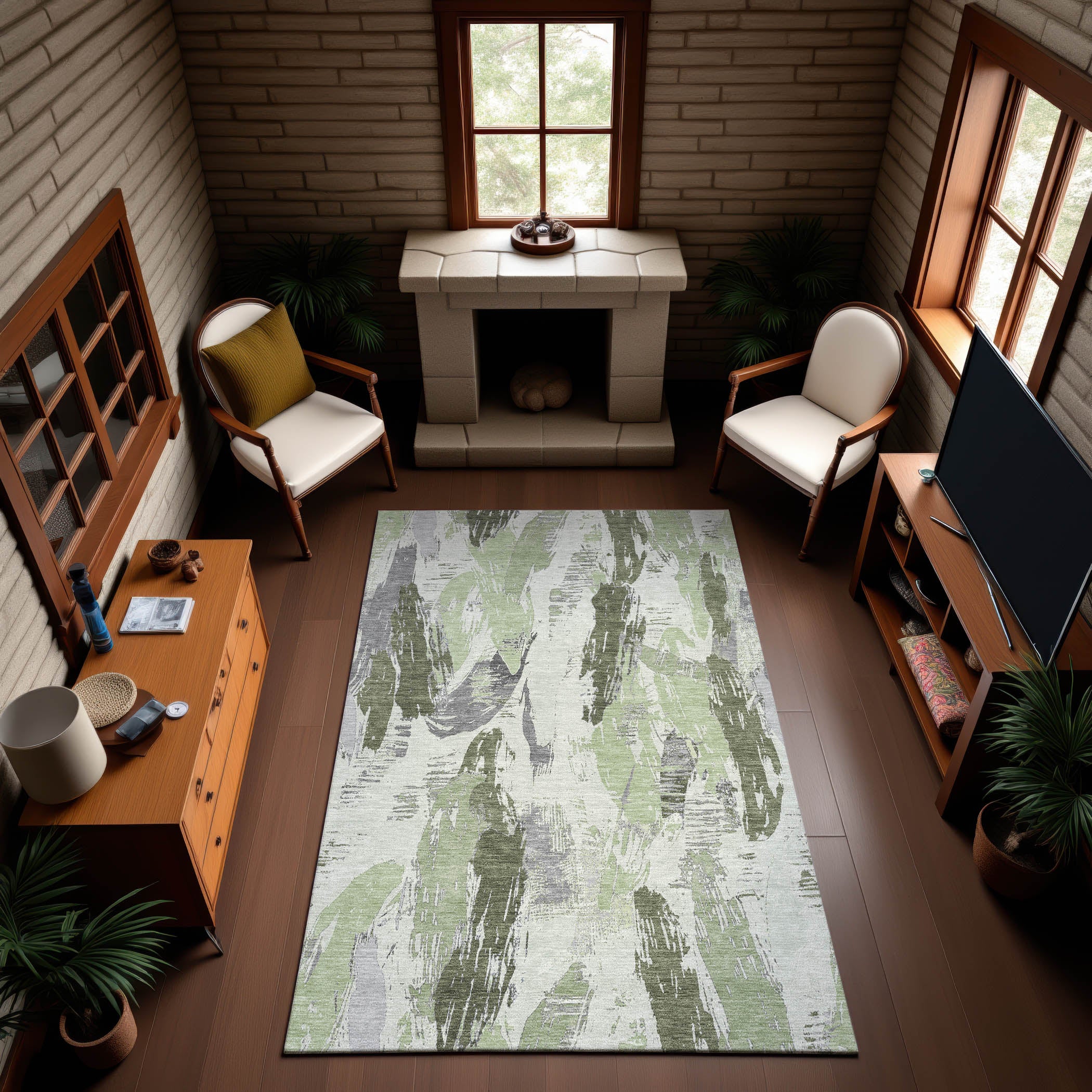 Cairo Machine Washable Transitional Aloe Green Rug 2'6" x 3'10" #shape_Rectangle