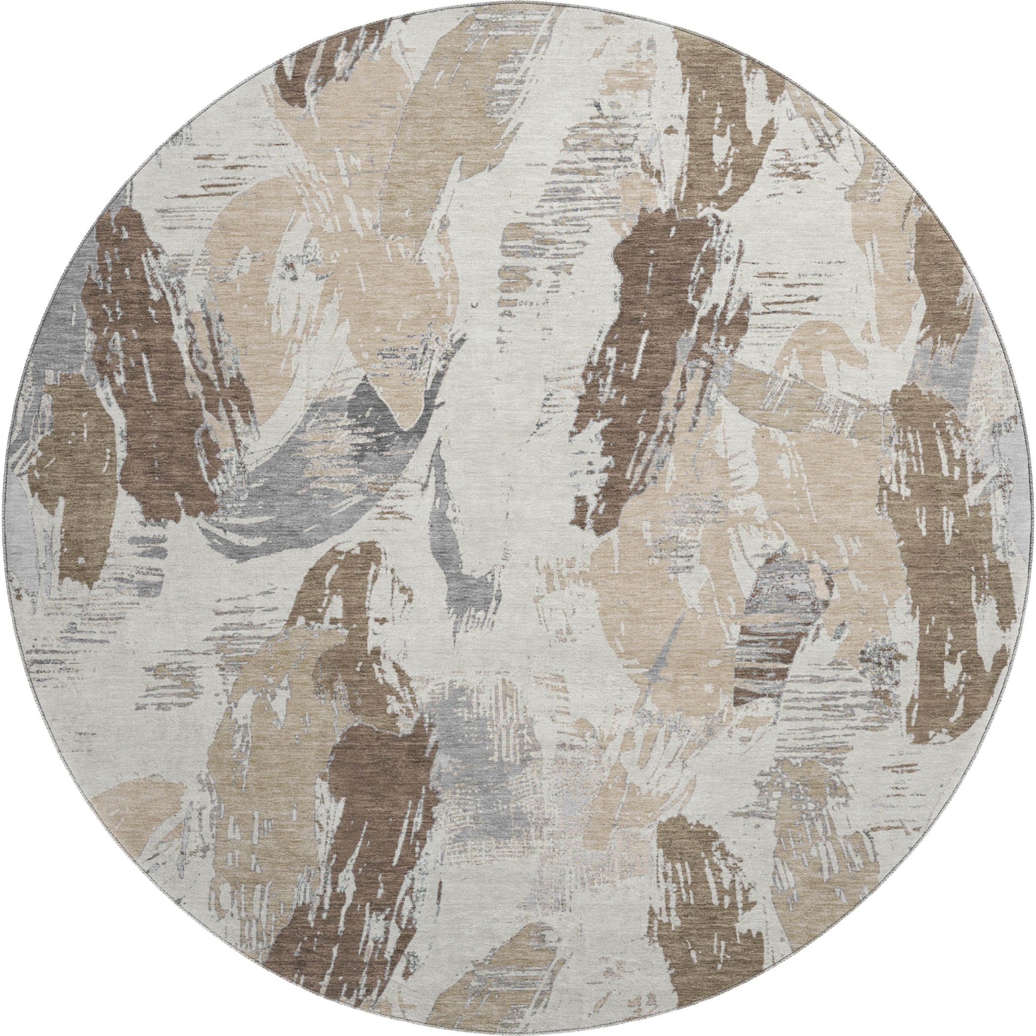 Cairo Machine Washable Transitional Ivory Rug 8' x 8' #shape_Round