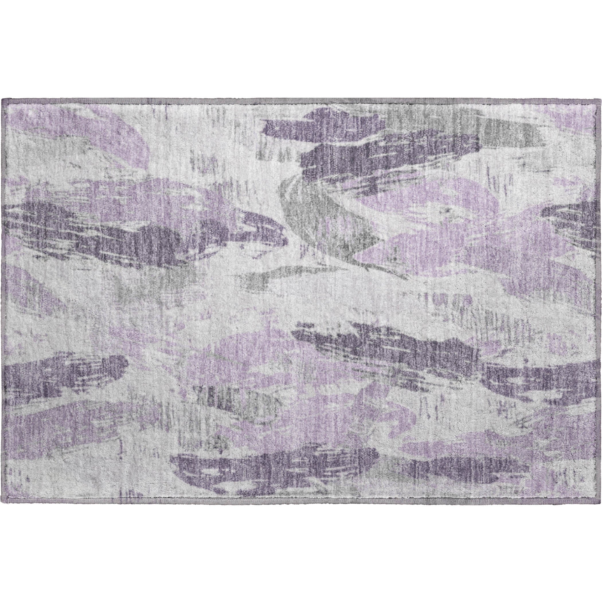 Cairo Machine Washable Transitional Lavender Purple Rug 1'8" x 2'6" #shape_Rectangle