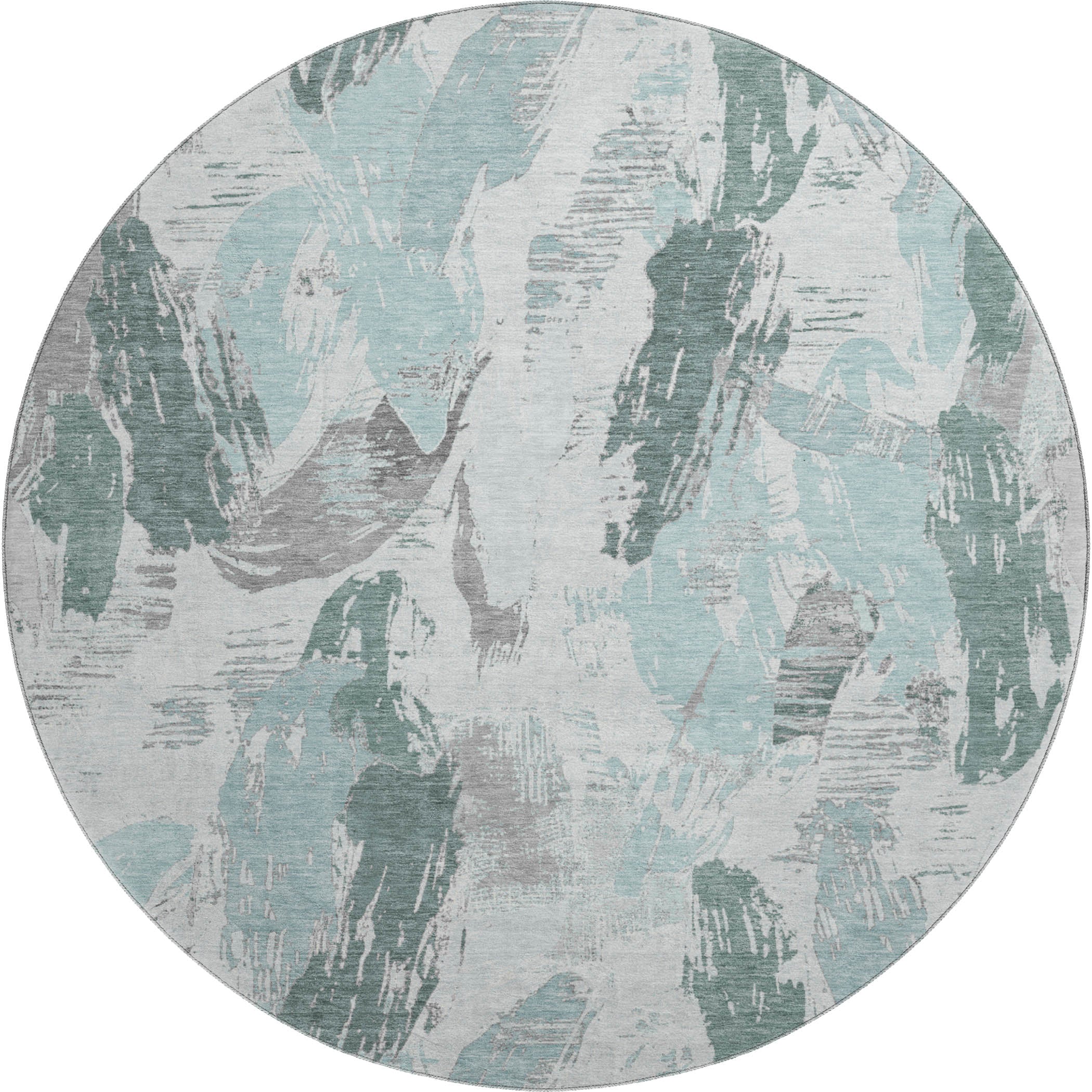 Cairo Machine Washable Transitional Teal Rug 8' x 8' #shape_Round
