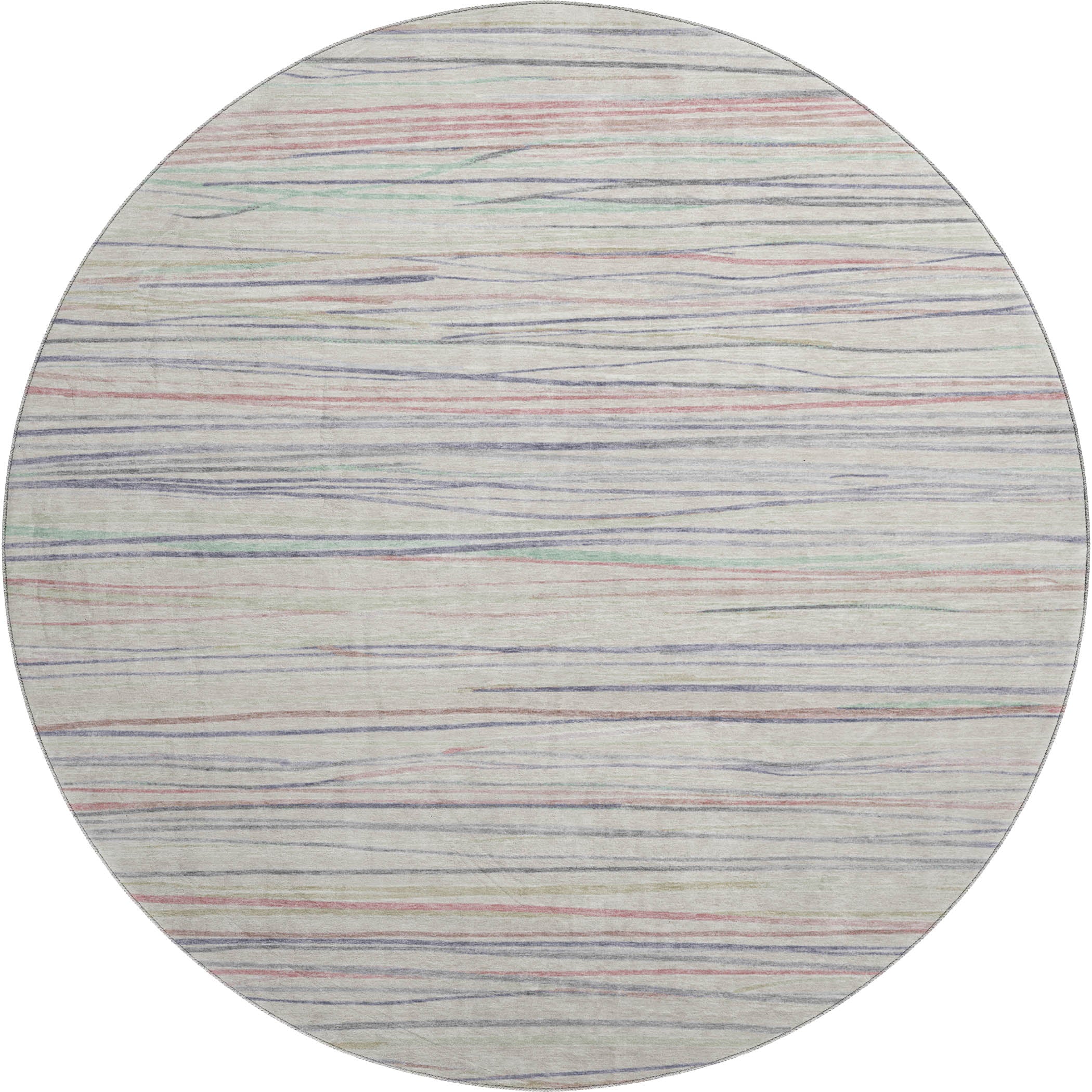 Havana Machine Washable Transitional Beige Brown Rug 8' x 8' #shape_Round