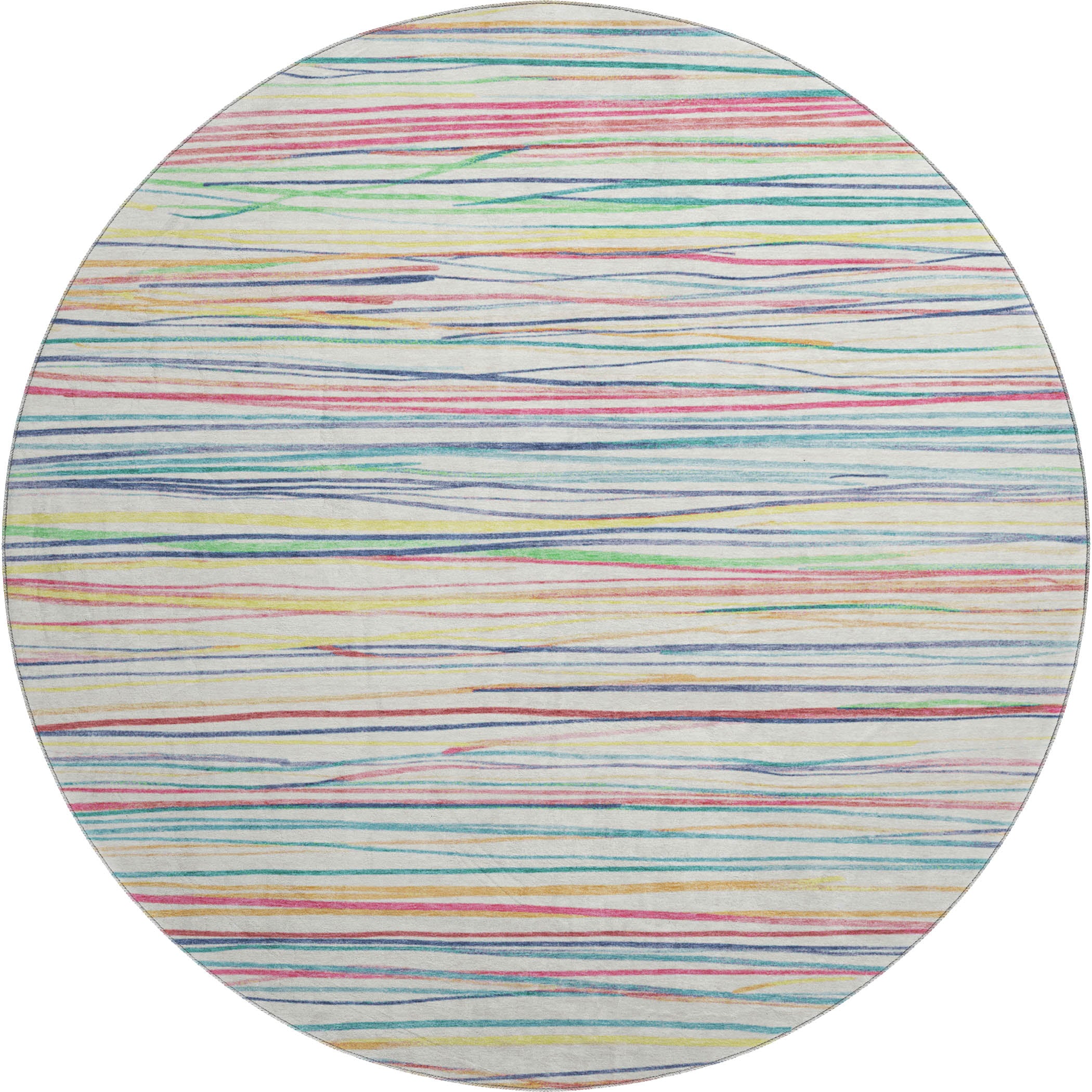 Havana Machine Washable Transitional Ivory Rug 8' x 8' #shape_Round