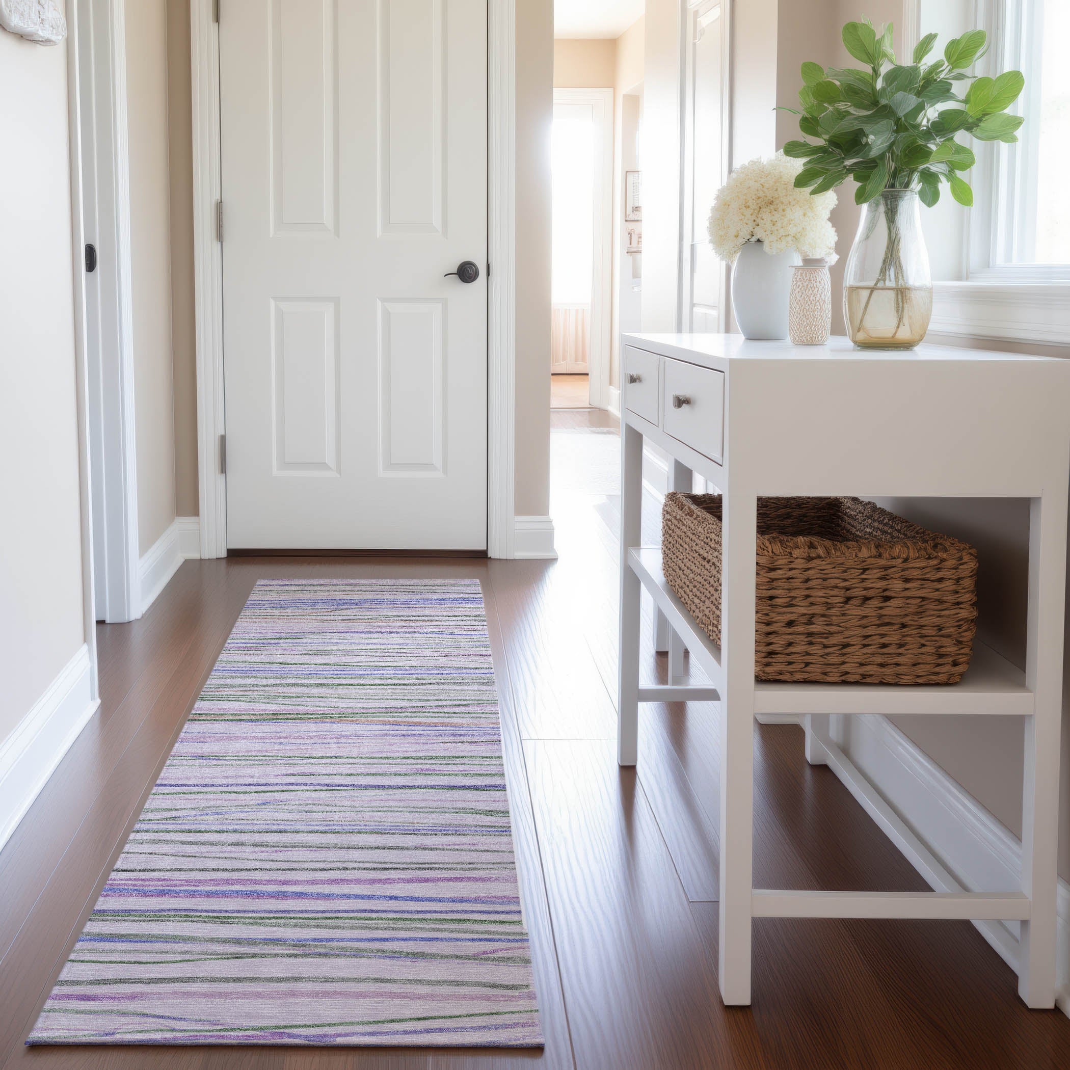 Havana Machine Washable Transitional Lavender Purple Rug 2'3" x 7'6" #shape_Runner