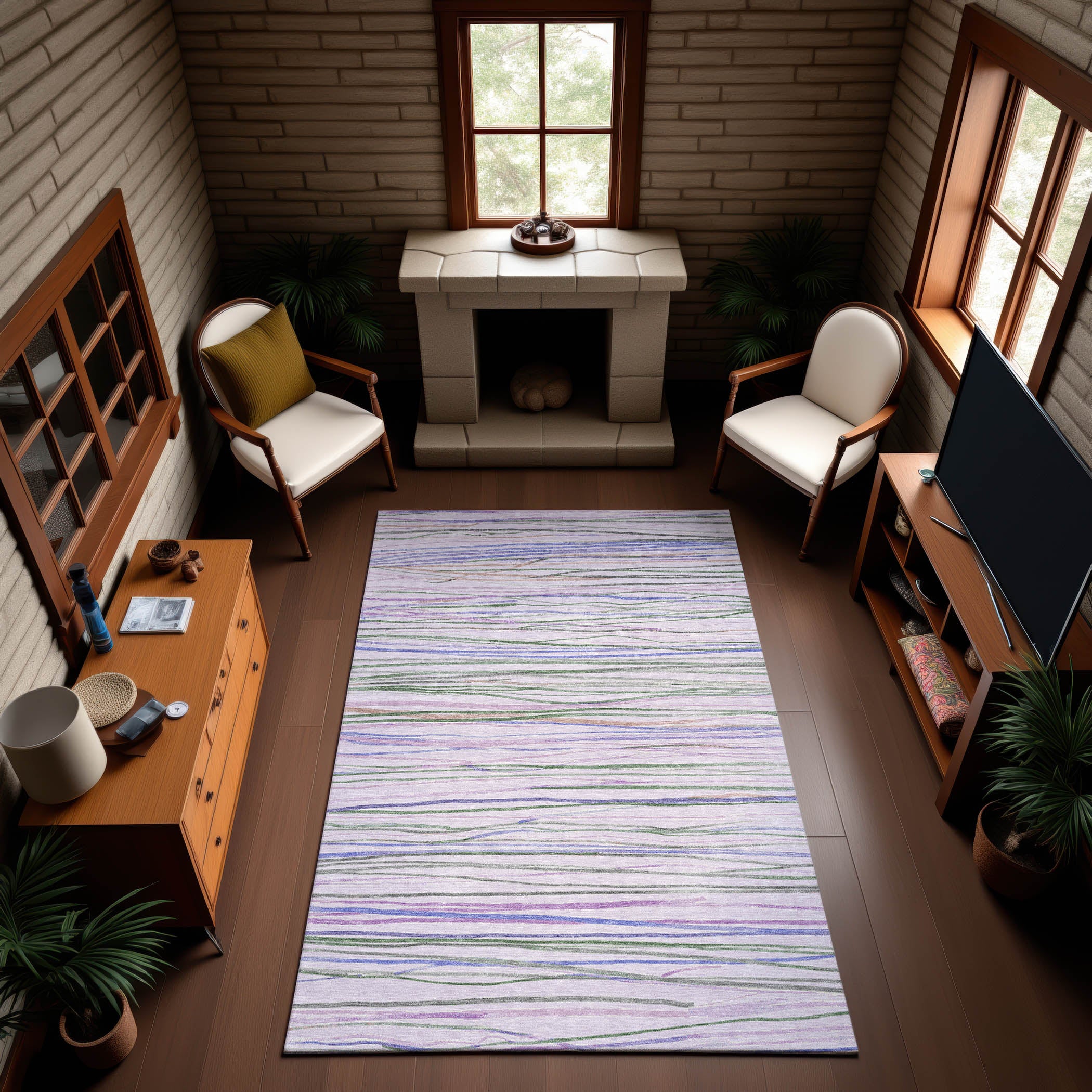 Havana Machine Washable Transitional Lavender Purple Rug 2'6" x 3'10" #shape_Rectangle