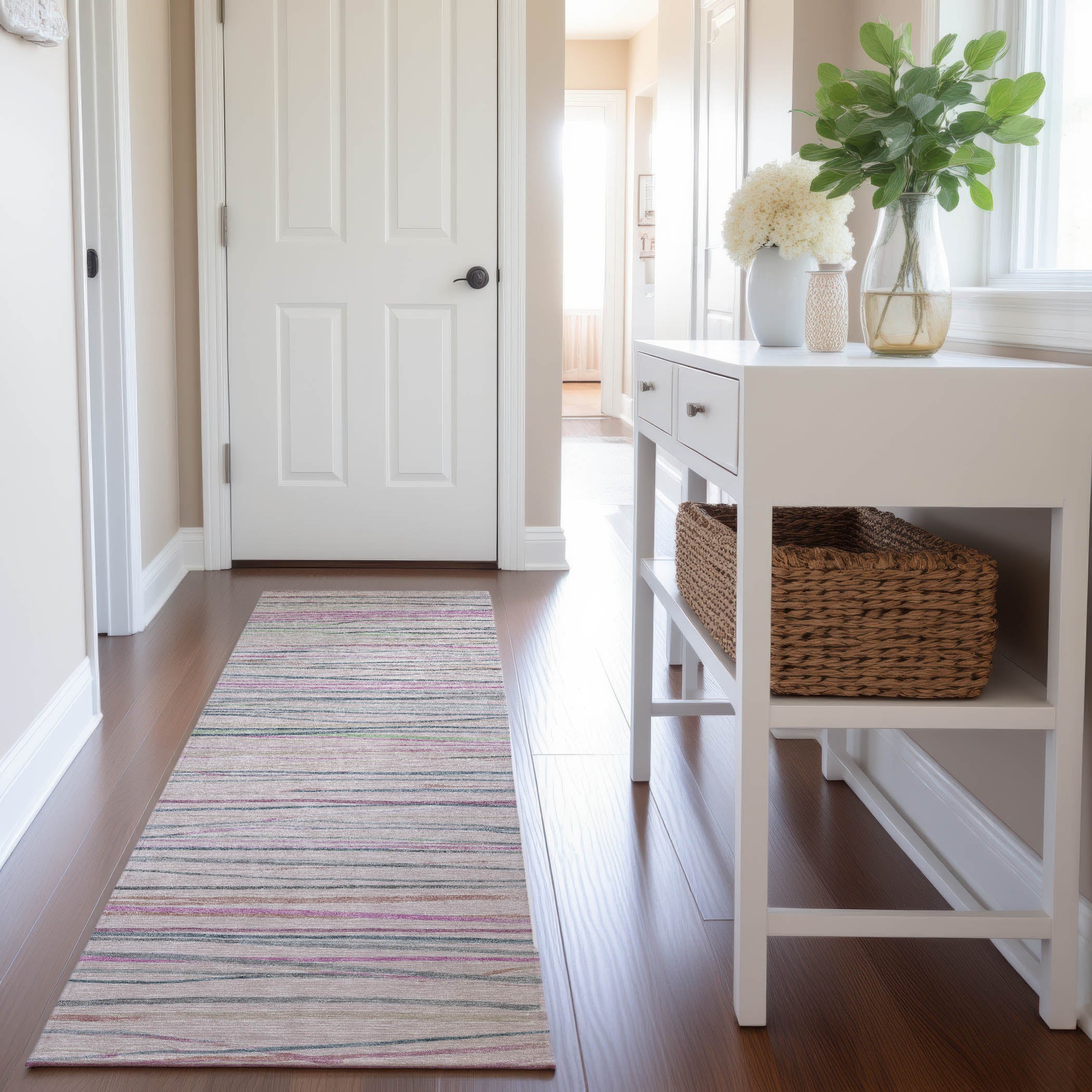 Havana Machine Washable Transitional Pink Rug 2'3" x 7'6" #shape_Runner