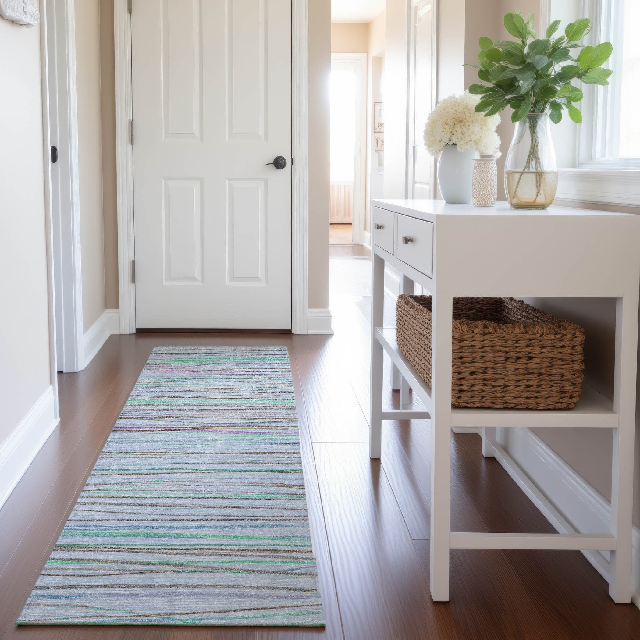 Havana Machine Washable Transitional Sky Blue Rug 2'3" x 7'6" #shape_Runner