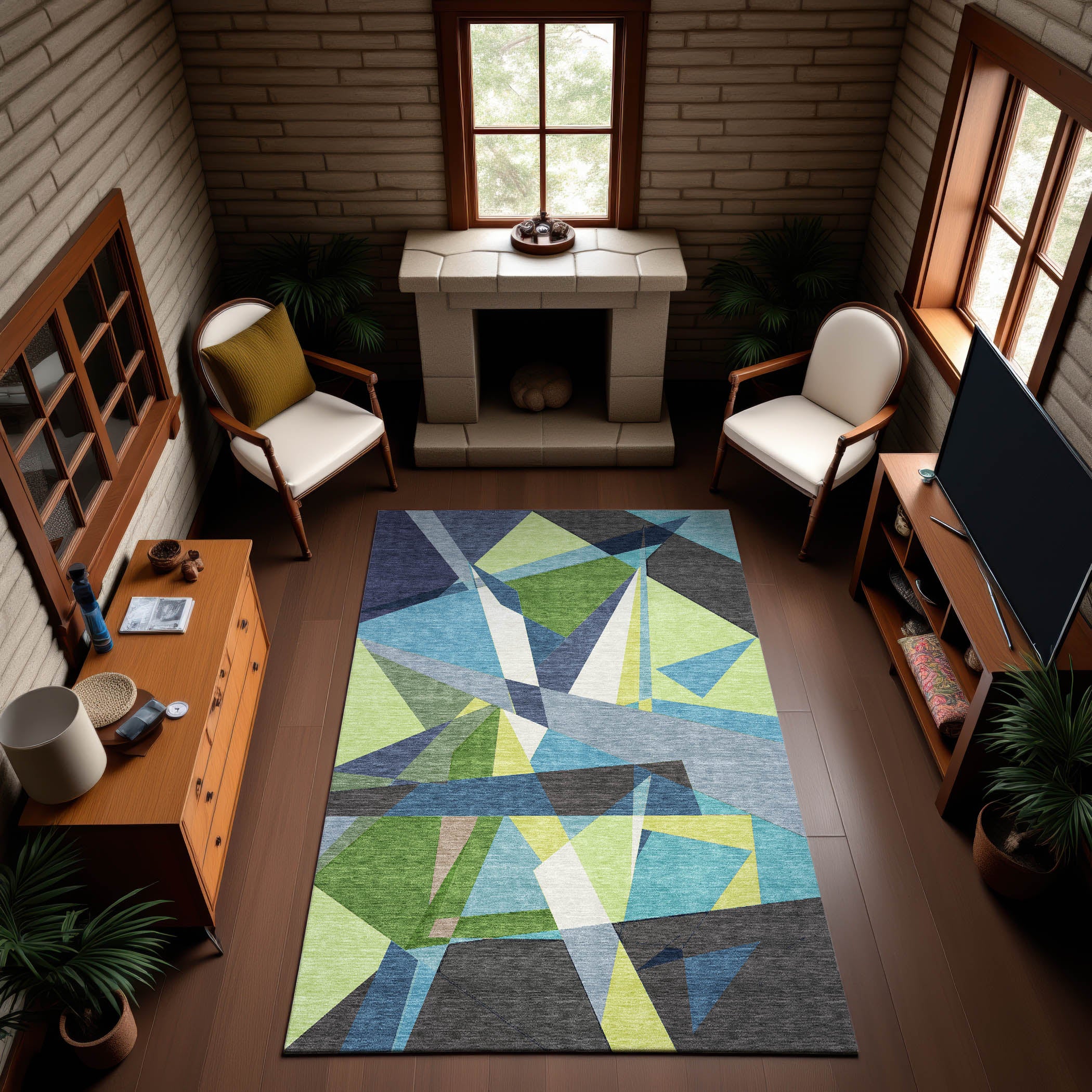 Cairo Machine Washable Transitional Blue Rug 2'6" x 3'10" #shape_Rectangle