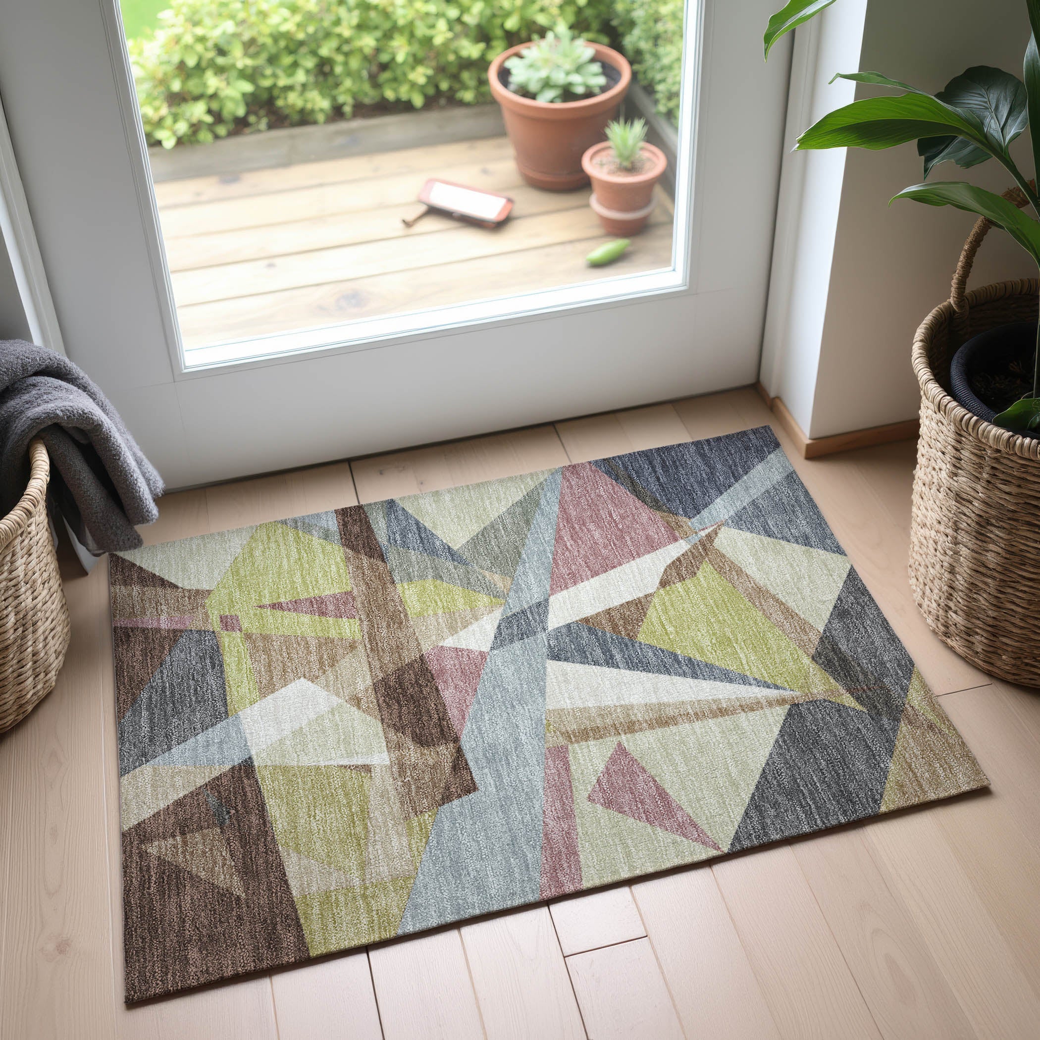 Cairo Machine Washable Transitional Khaki Brown Rug 1'8" x 2'6" #shape_Rectangle