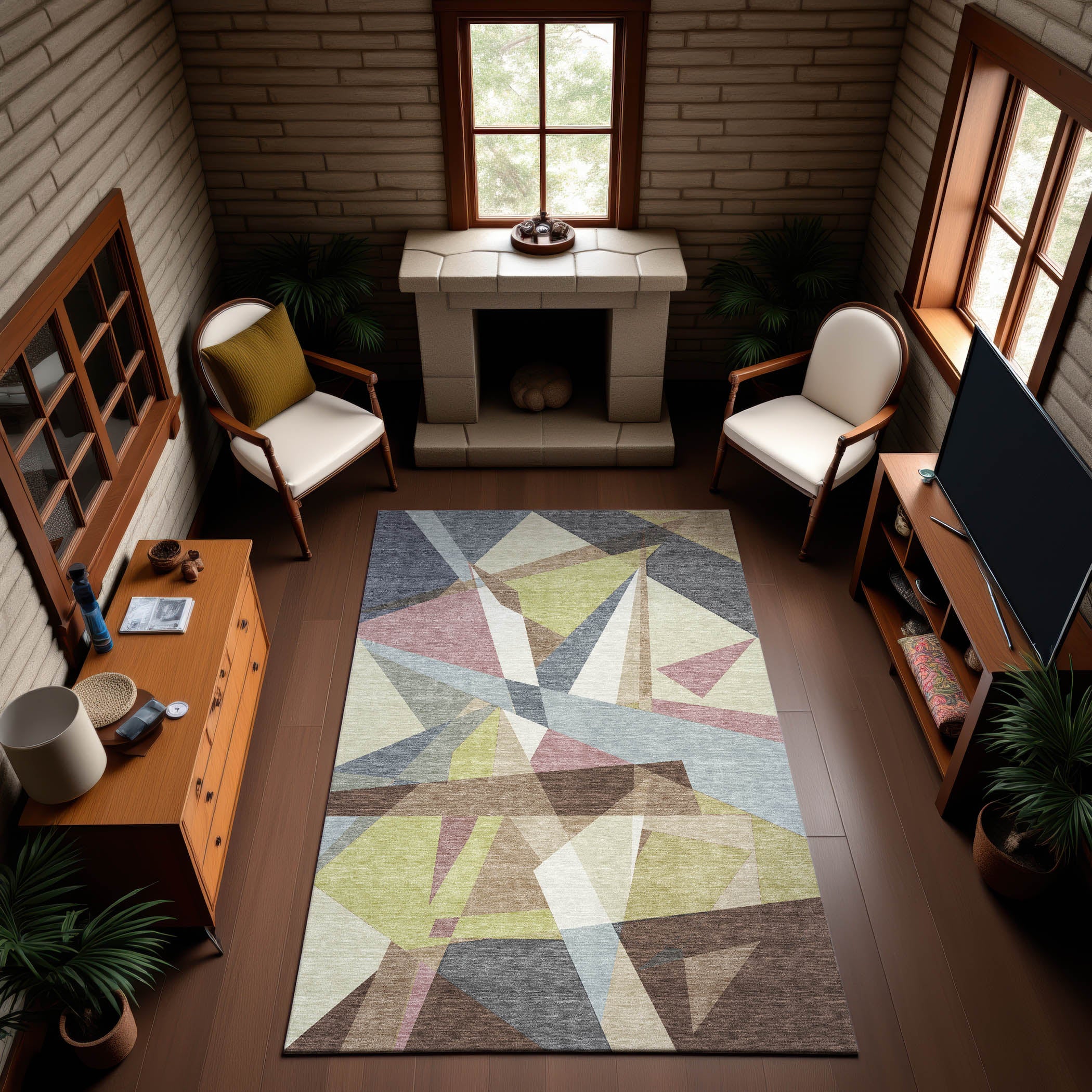 Cairo Machine Washable Transitional Khaki Brown Rug 2'6" x 3'10" #shape_Rectangle
