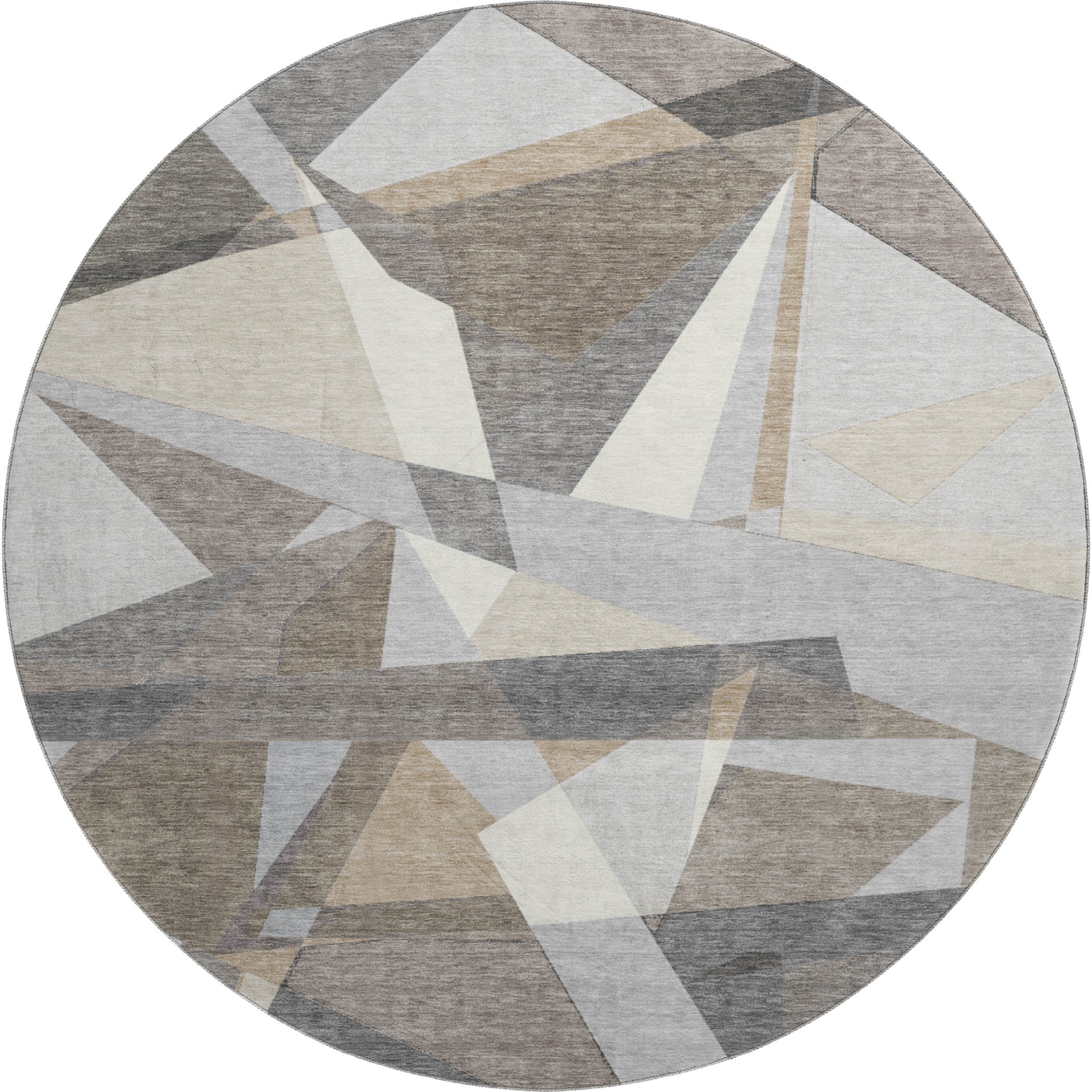 Cairo Machine Washable Transitional Taupe Brown Rug 8' x 8' #shape_Round