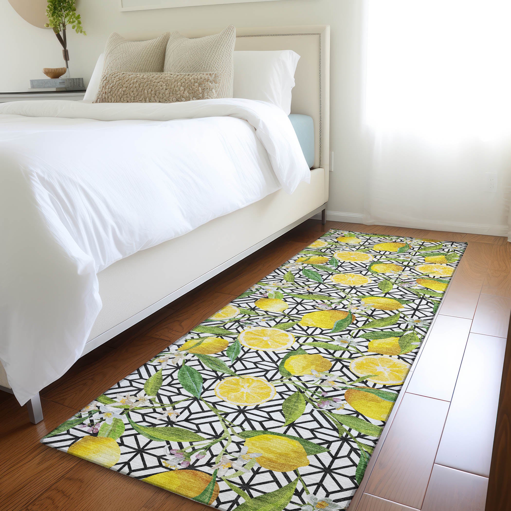 Reykjavik Machine Washable Kitchen Yellow Ivory Rug 2'3" x 7'6" #shape_Runner
