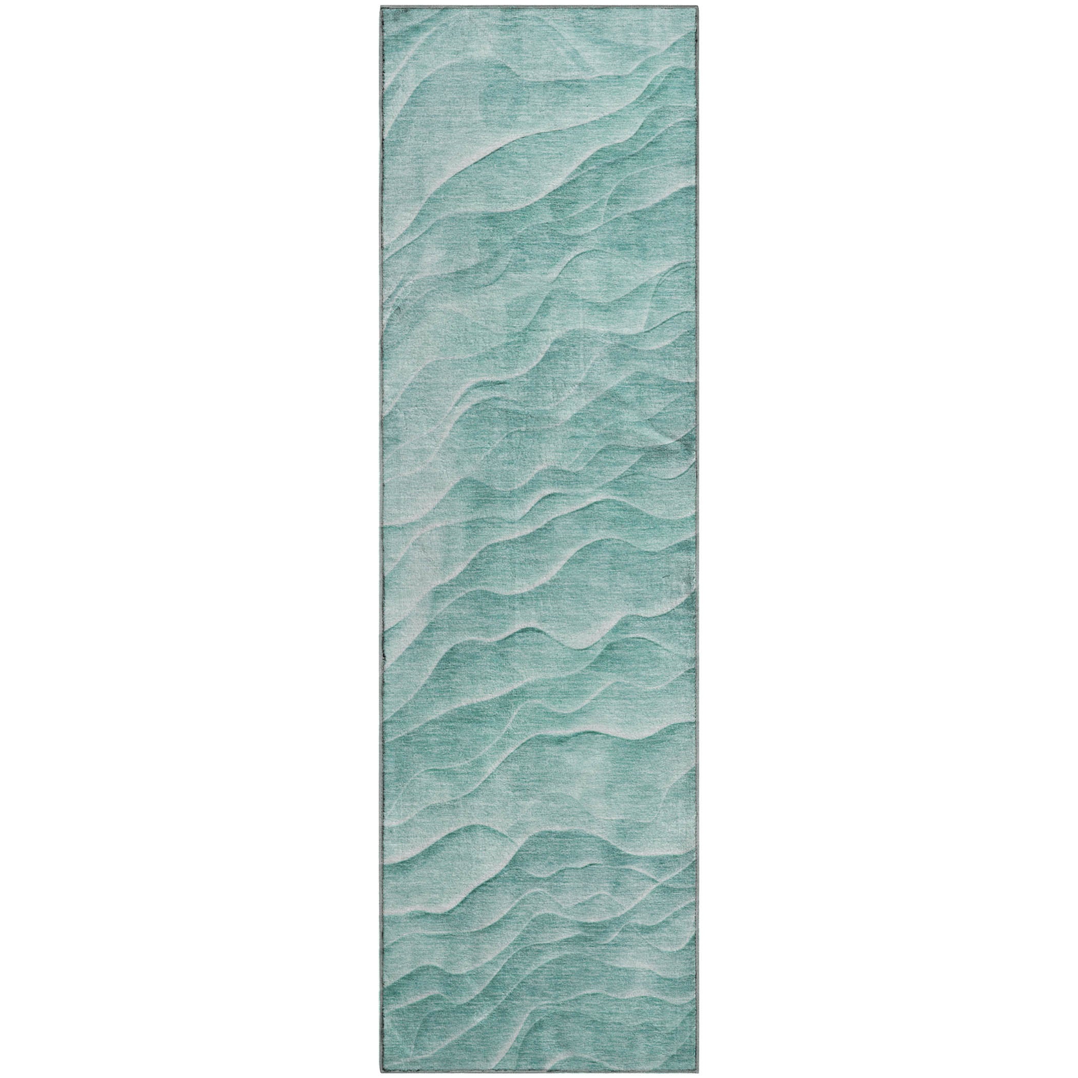 Seville Machine Washable Transitional Aqua Teal Rug 2'3" x 7'6" #shape_Runner