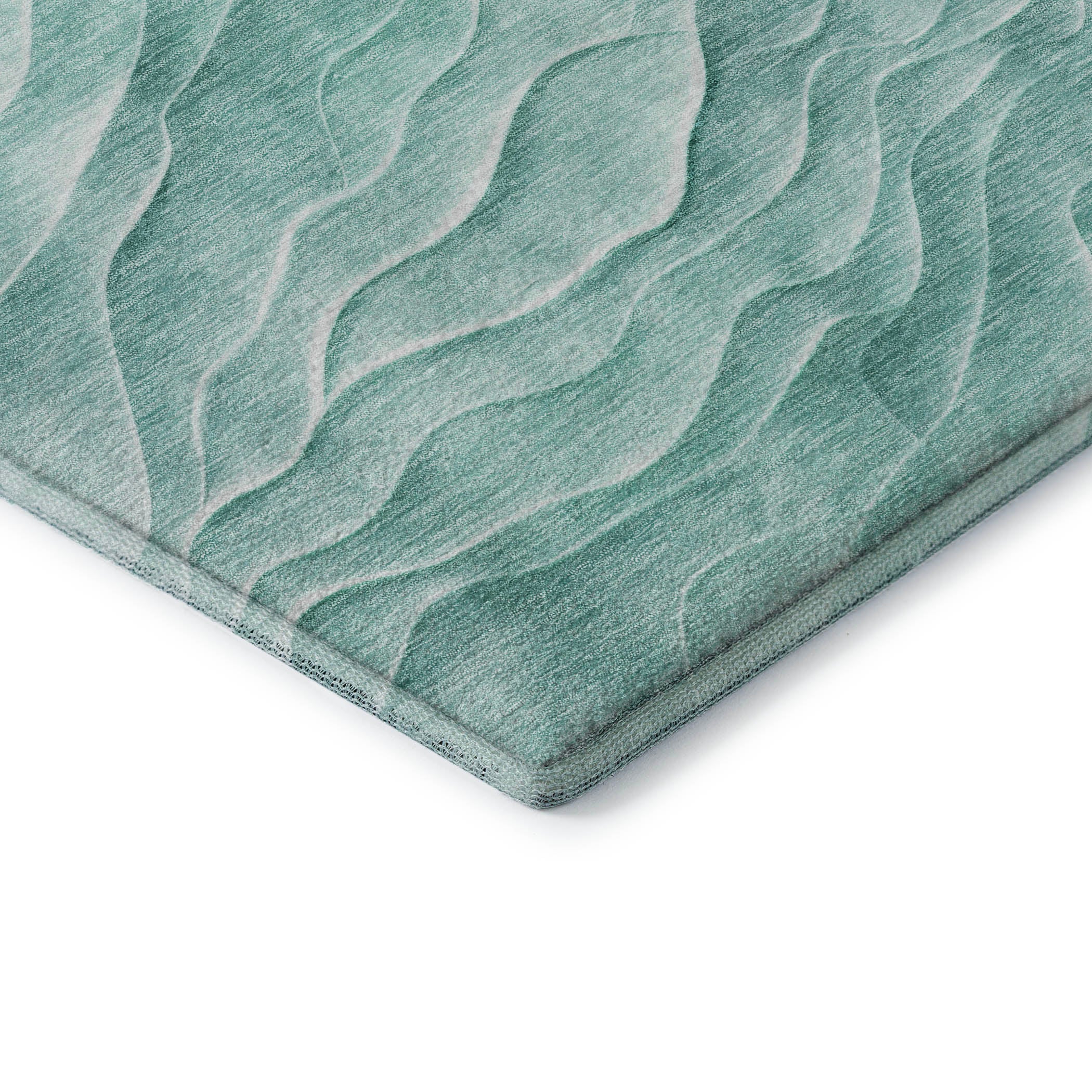 Seville Machine Washable Transitional Aqua Teal Rug 1'8" x 2'6" #shape_Rectangle