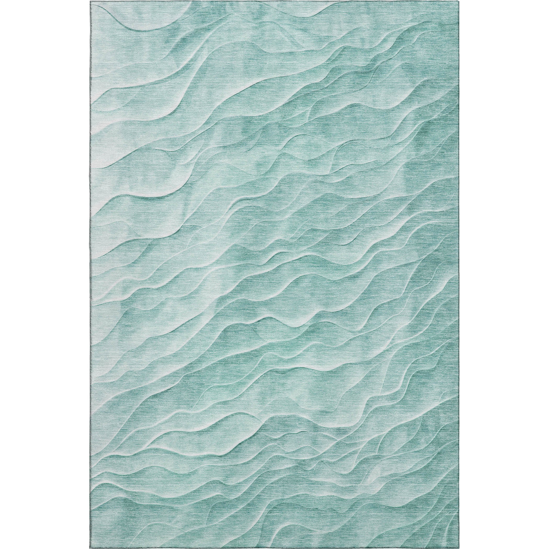Seville Machine Washable Transitional Aqua Teal Rug 2'6" x 3'10" #shape_Rectangle