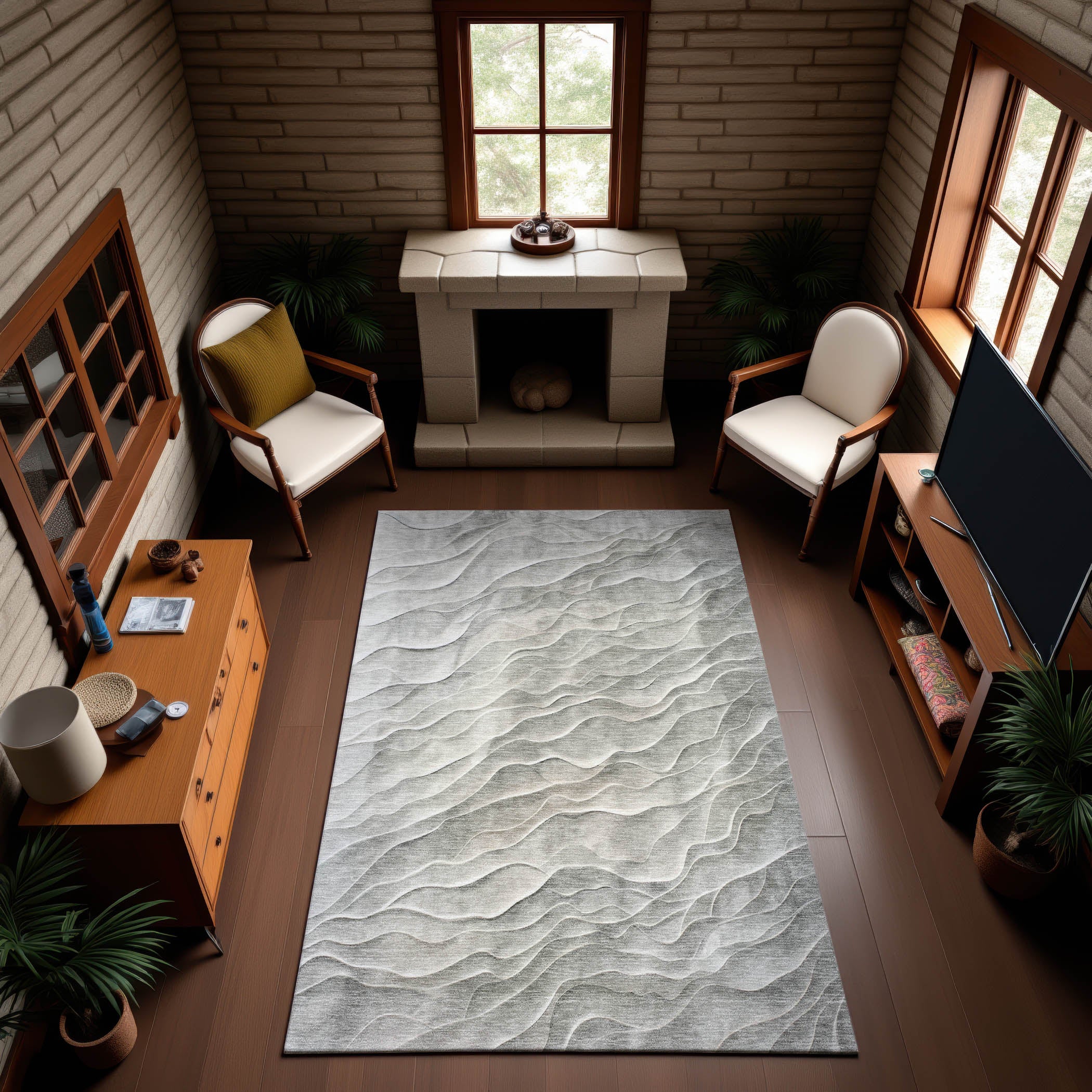 Seville Machine Washable Transitional Taupe Brown Rug 2'6" x 3'10" #shape_Rectangle