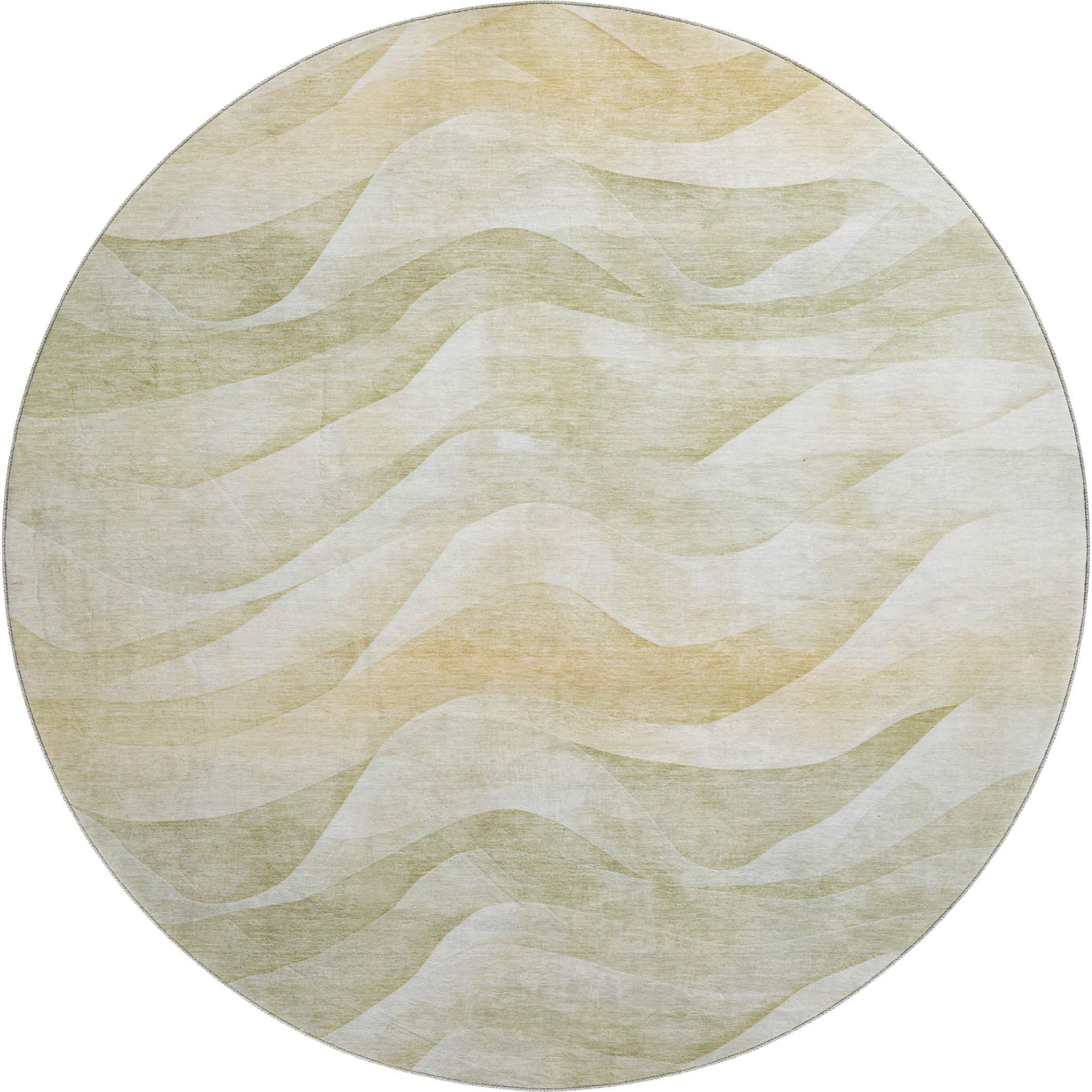 Oslo Machine Washable Transitional Aloe Green Rug 8' x 8' #shape_Round