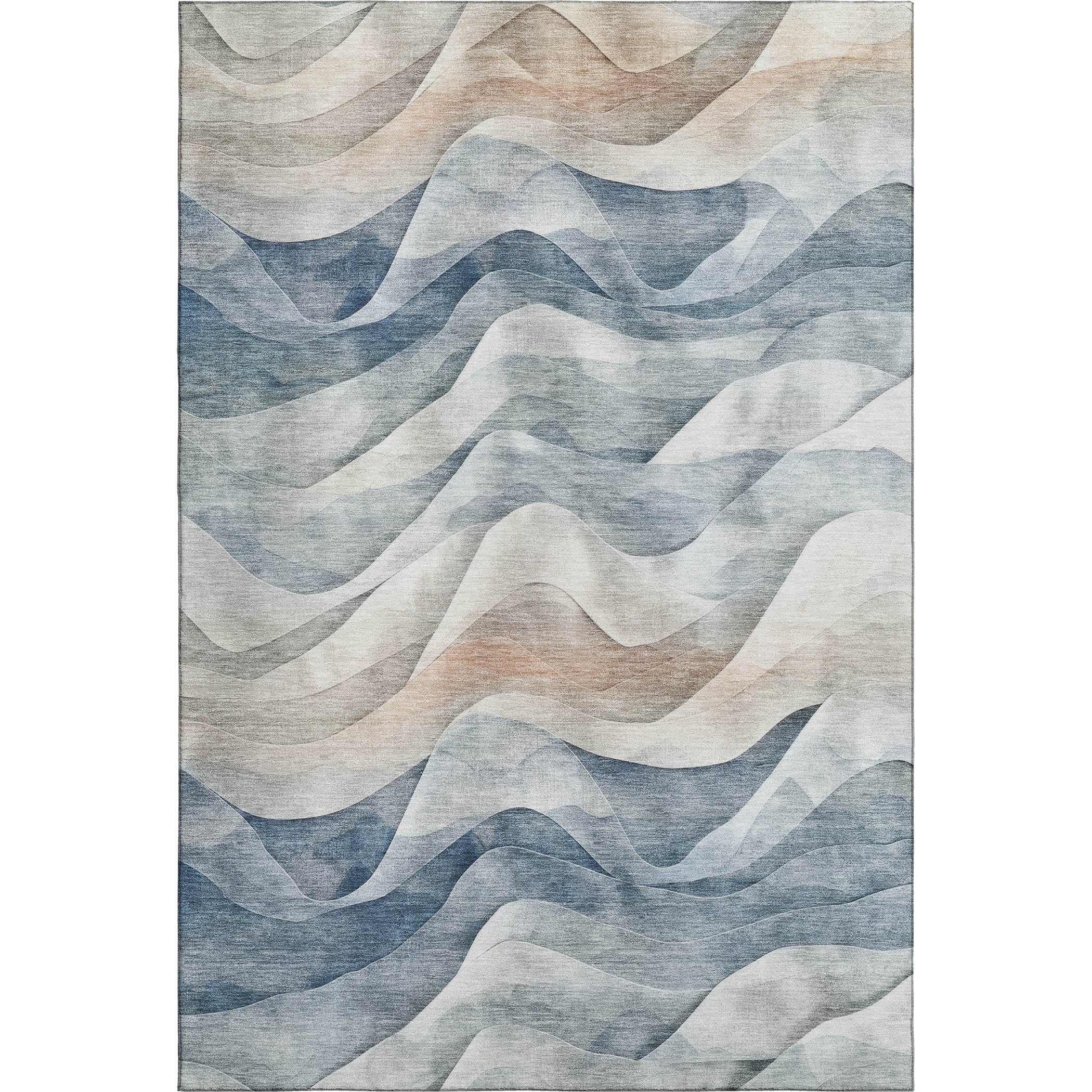 Oslo Machine Washable Transitional Blue Rug 2'6" x 3'10" #shape_Rectangle