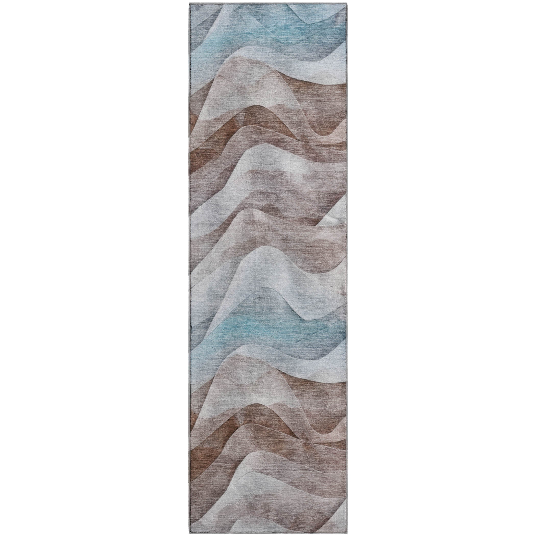 Oslo Machine Washable Transitional Mocha Brown Rug 2'3" x 7'6" #shape_Runner