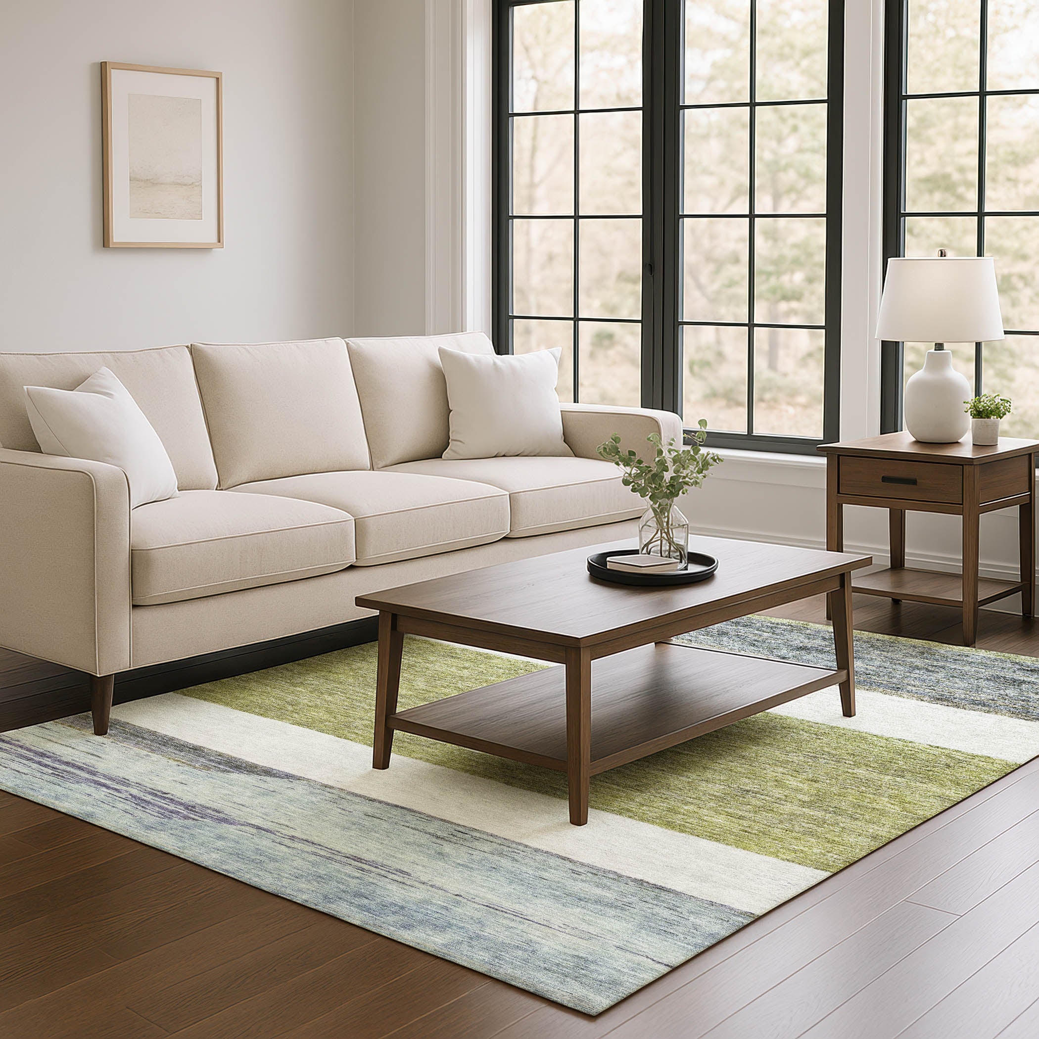 Ghent Machine Washable Transitional Aloe Green Rug 2'6" x 3'10" #shape_Rectangle