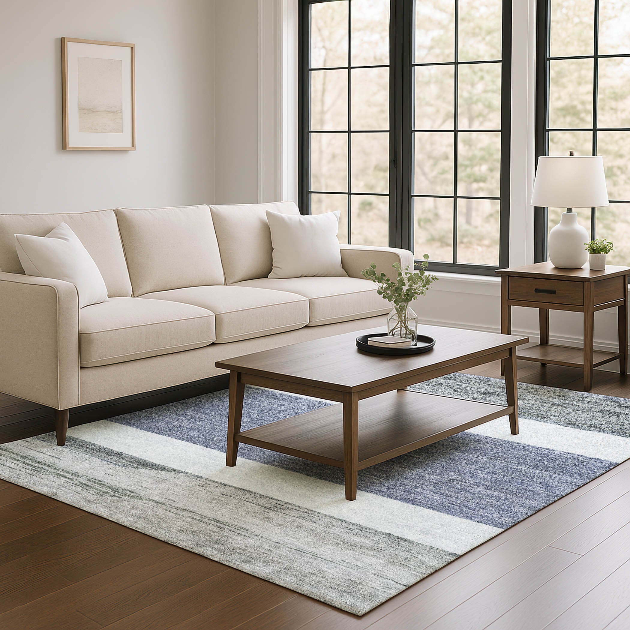 Ghent Machine Washable Transitional Denim Blue Rug 2'6" x 3'10" #shape_Rectangle