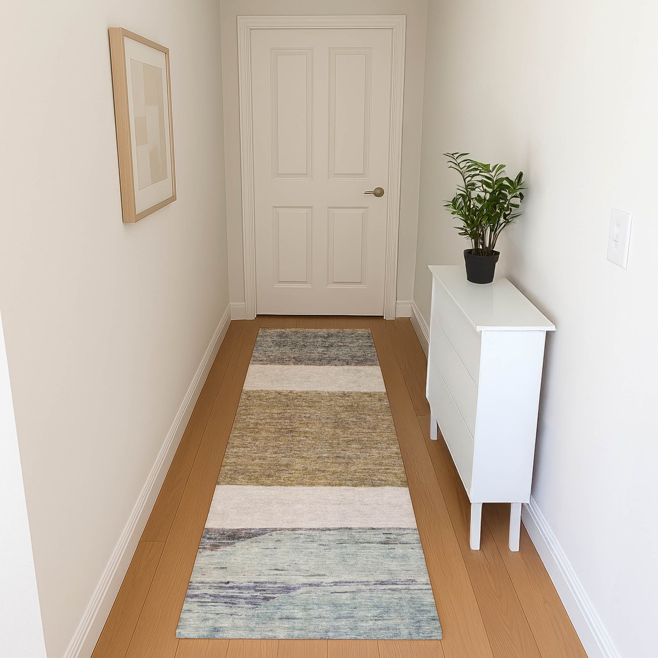 Ghent Machine Washable Transitional Mocha Brown Rug 2'3" x 7'6" #shape_Runner