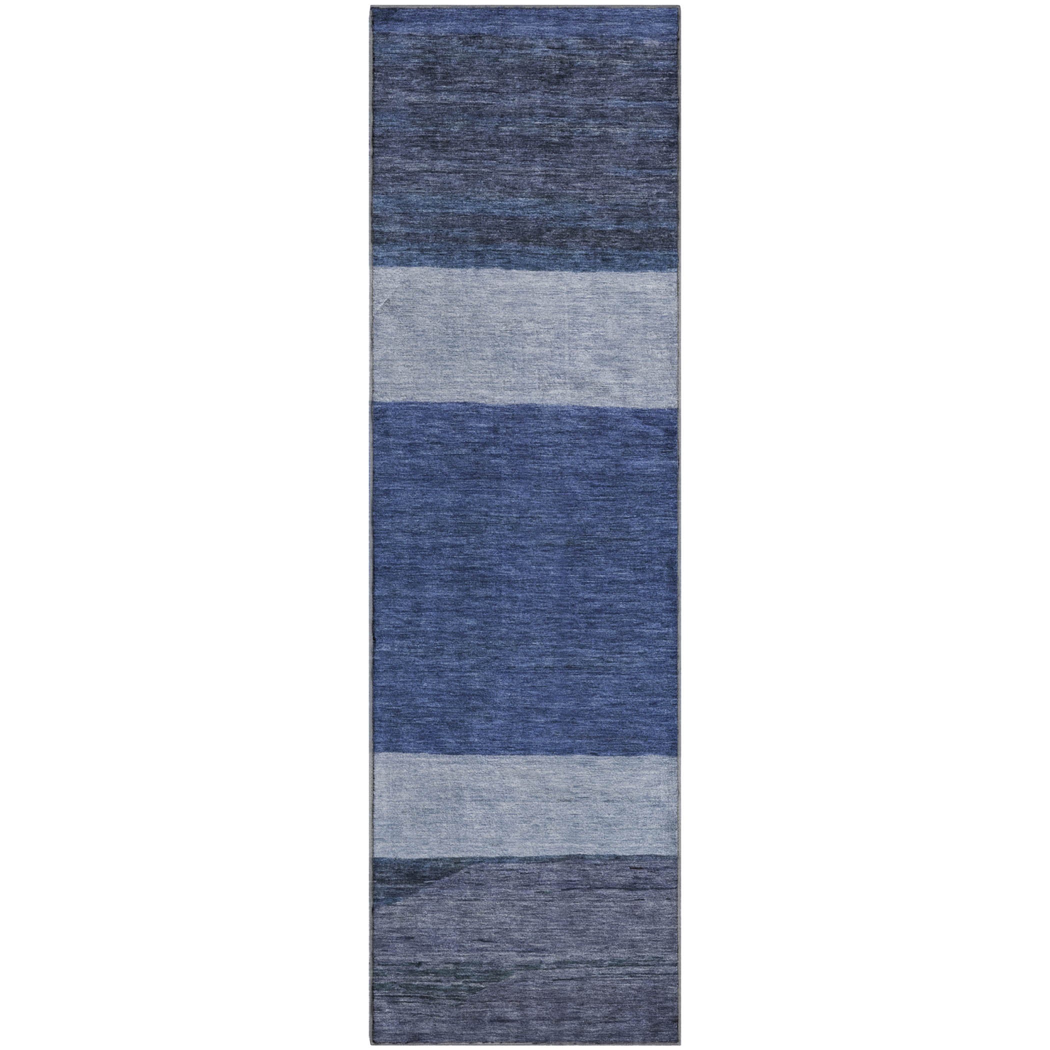 Ghent Machine Washable Transitional Navy Blue Rug 2'3" x 7'6" #shape_Runner