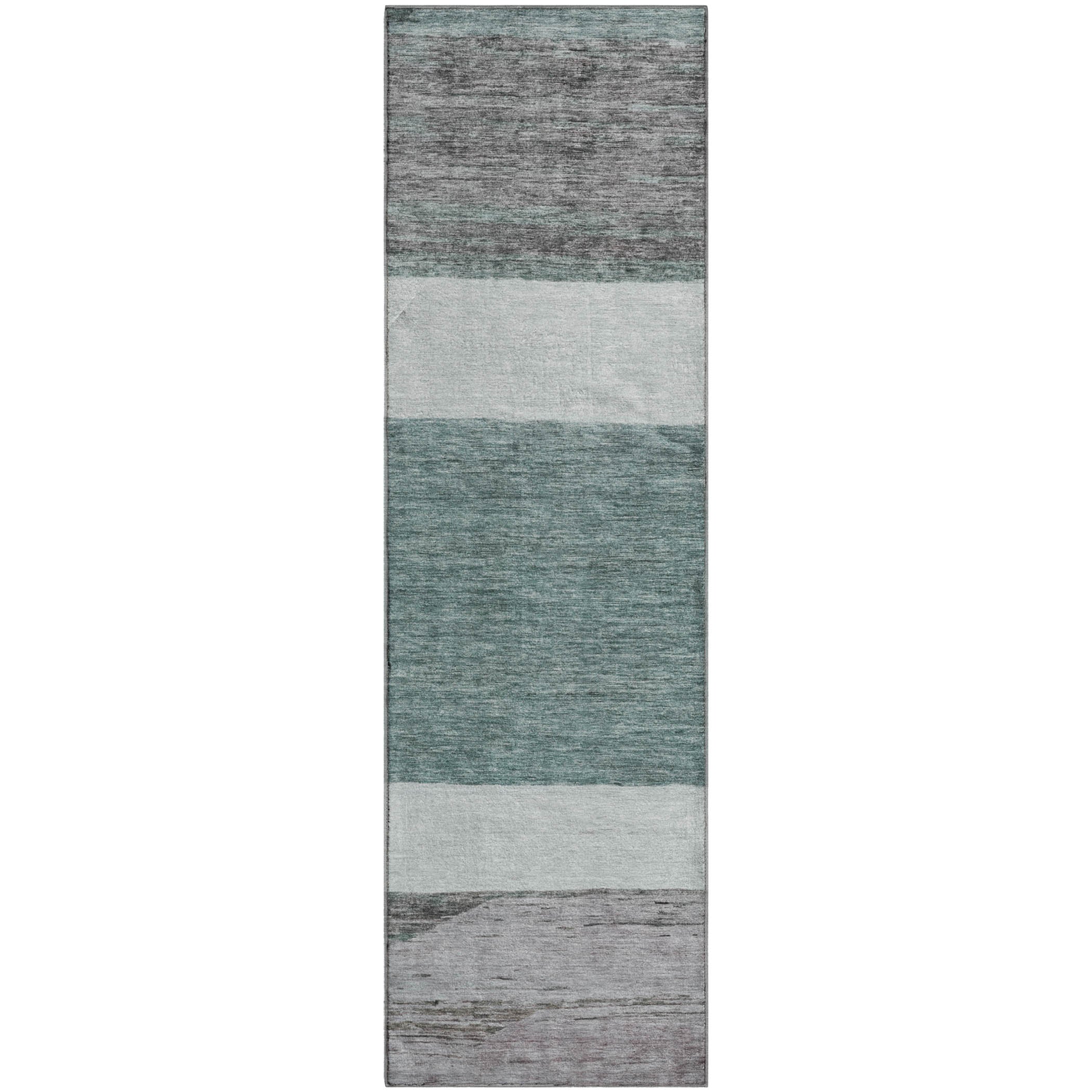 Ghent Machine Washable Transitional Teal Rug 2'3" x 7'6" #shape_Runner