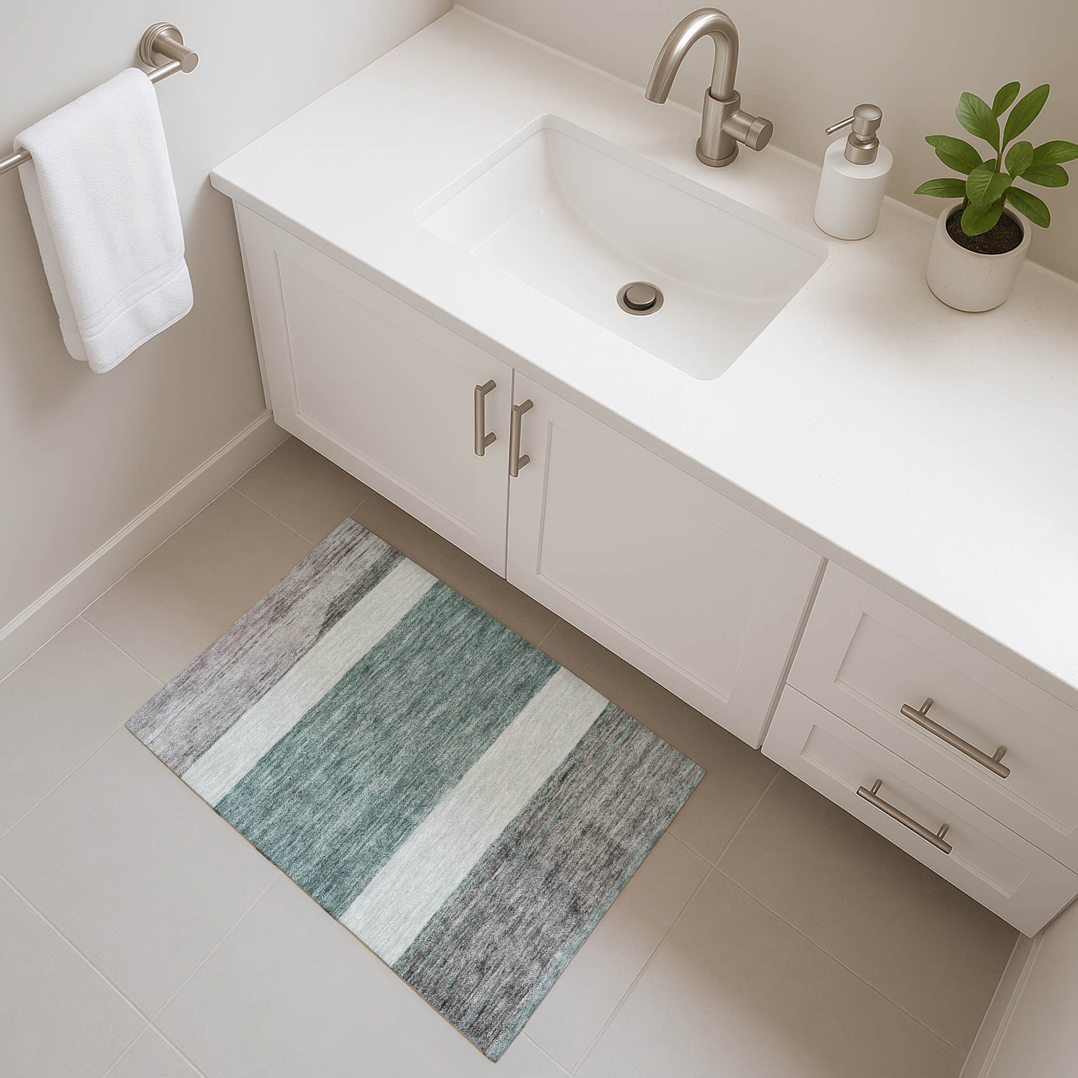 Ghent Machine Washable Transitional Teal Rug 1'8" x 2'6" #shape_Rectangle