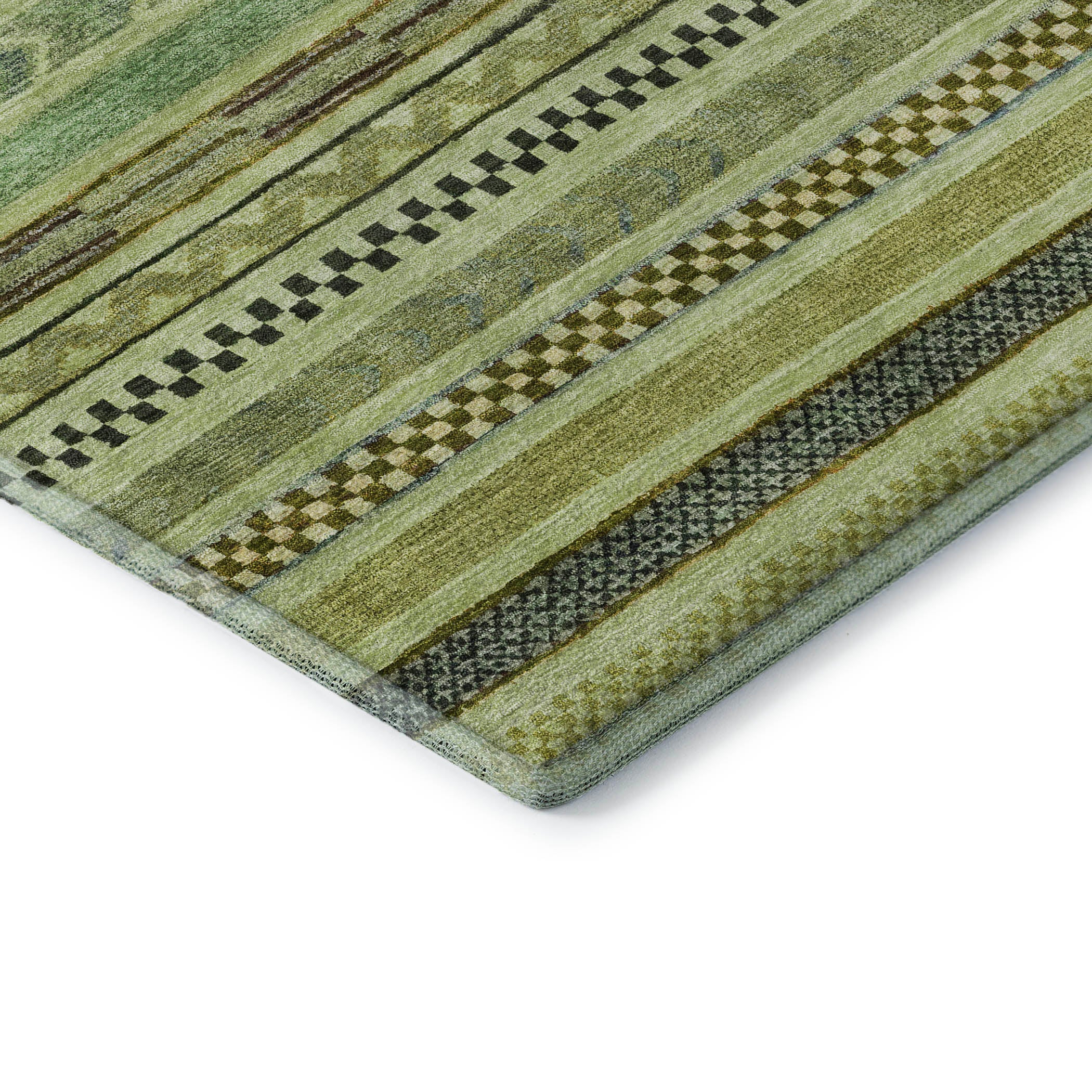 Sarajevo Machine Washable Transitional Aloe Green Rug 1'8" x 2'6" #shape_Rectangle