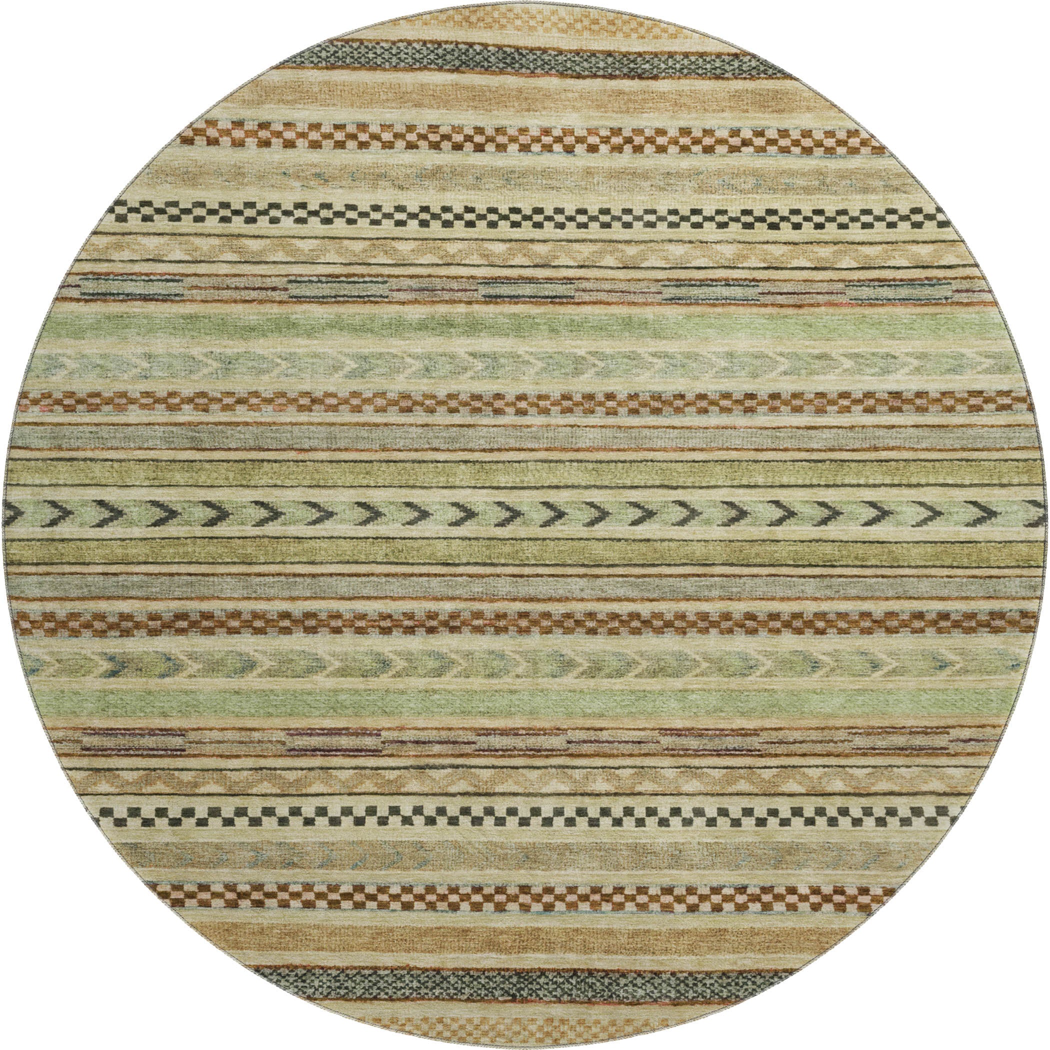 Sarajevo Machine Washable Transitional Beige Brown Rug 8' x 8' #shape_Round