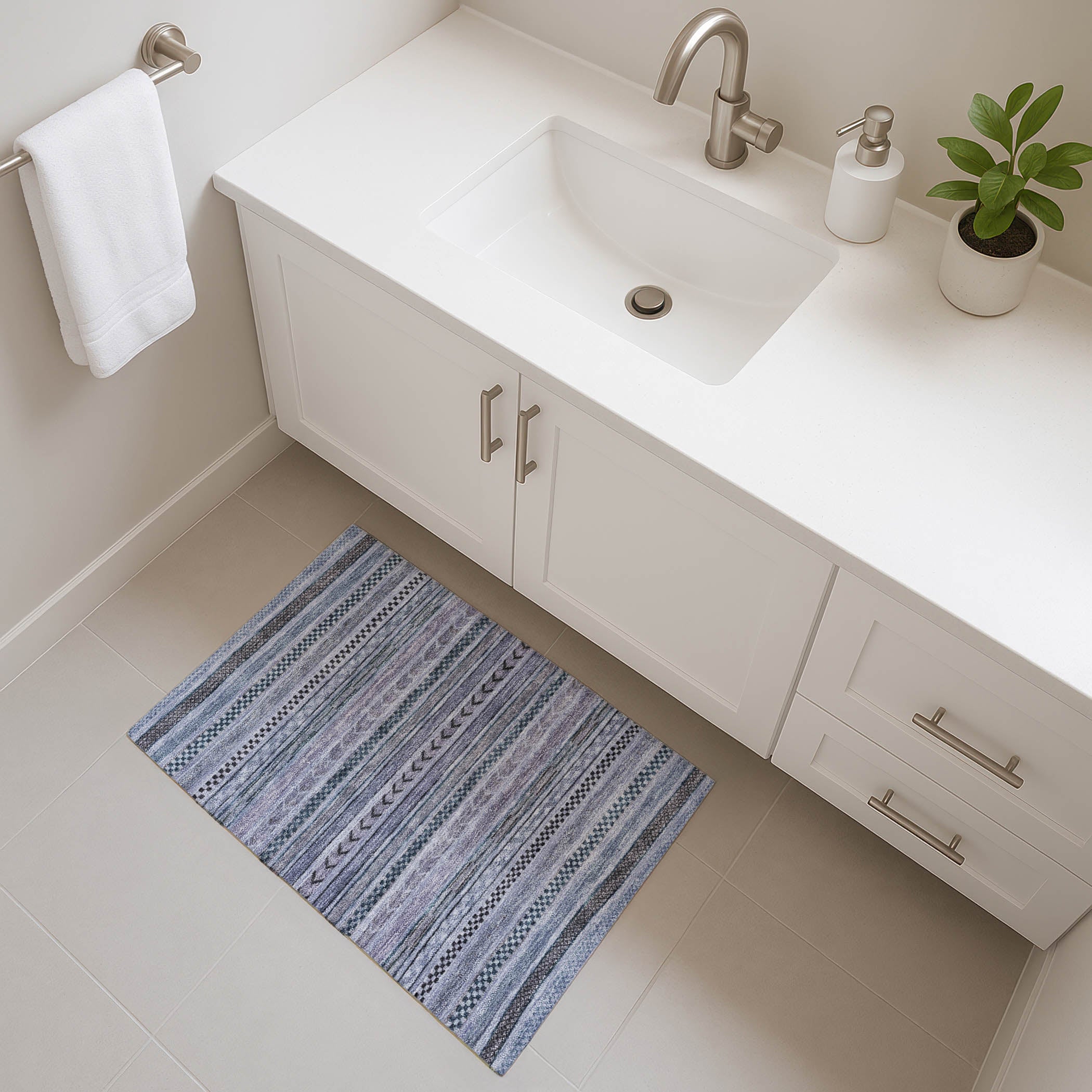 Sarajevo Machine Washable Transitional Blue Rug 1'8" x 2'6" #shape_Rectangle