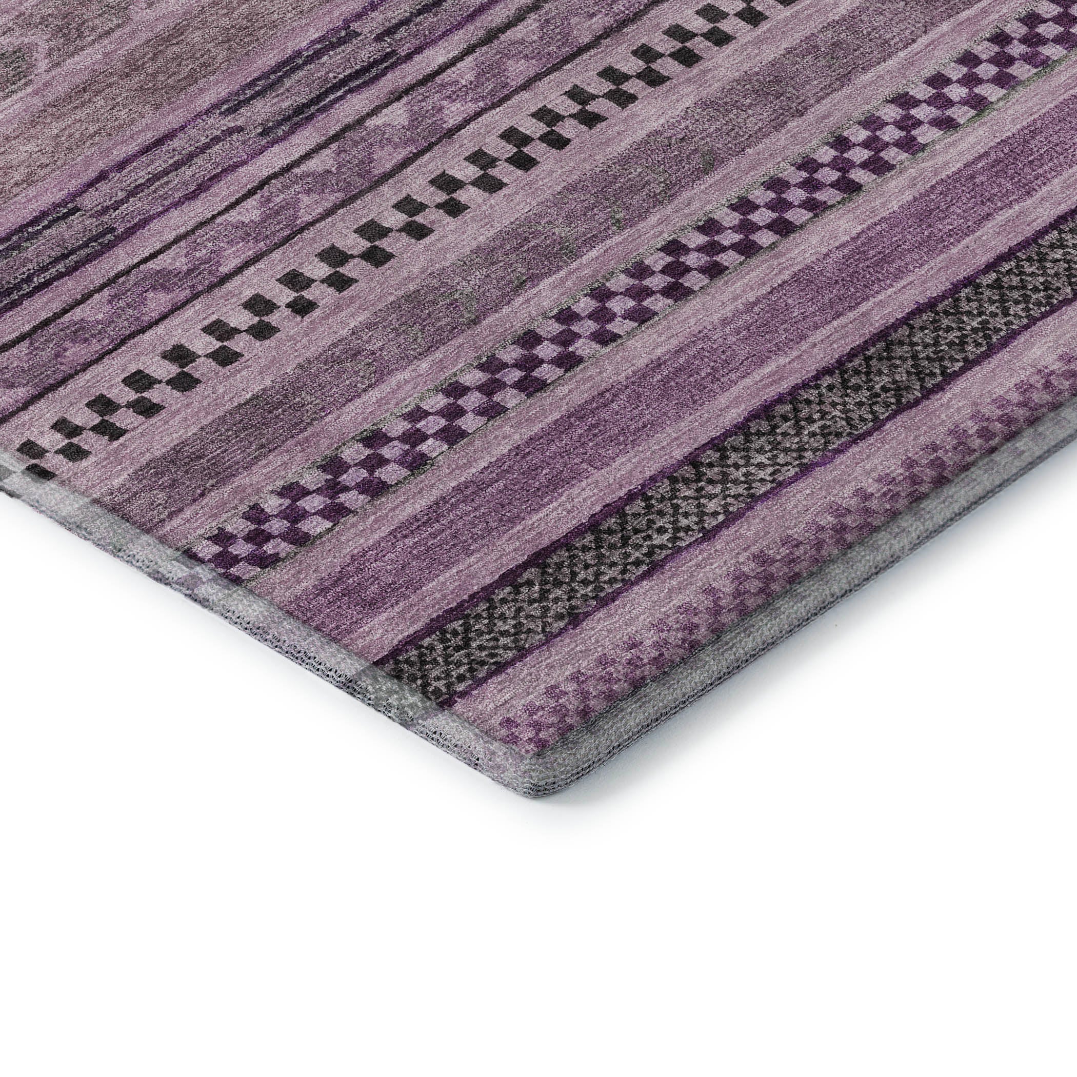 Sarajevo Machine Washable Transitional Plum Purple Rug 1'8" x 2'6" #shape_Rectangle