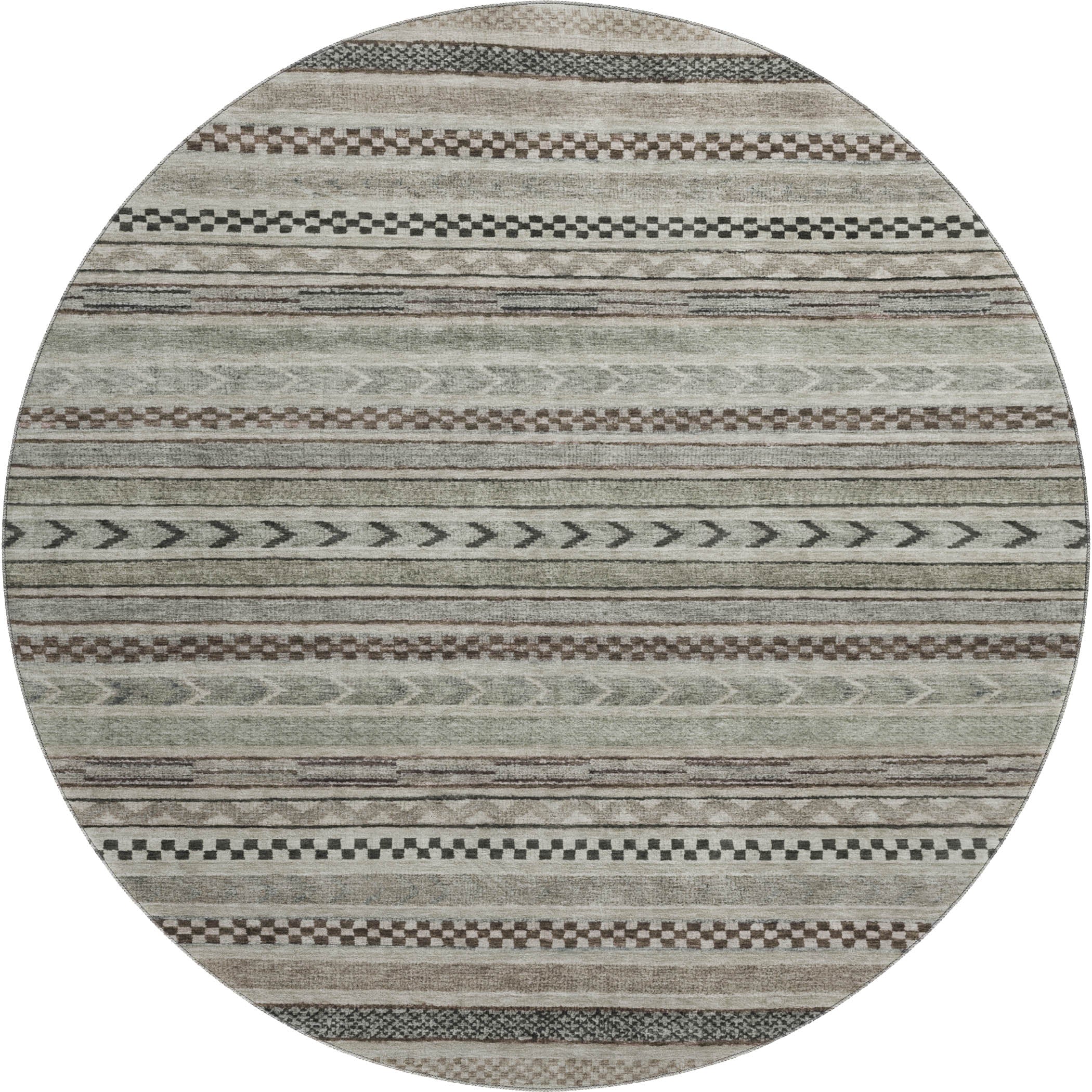 Sarajevo Machine Washable Transitional Taupe Brown Rug 8' x 8' #shape_Round