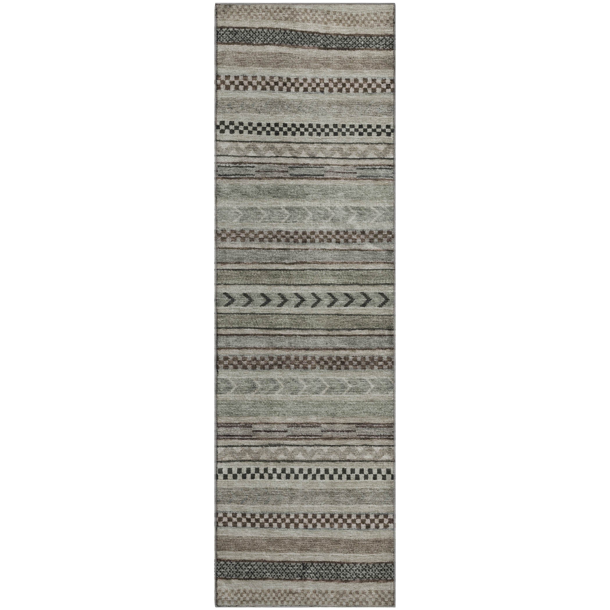 Sarajevo Machine Washable Transitional Taupe Brown Rug 2'3" x 7'6" #shape_Runner