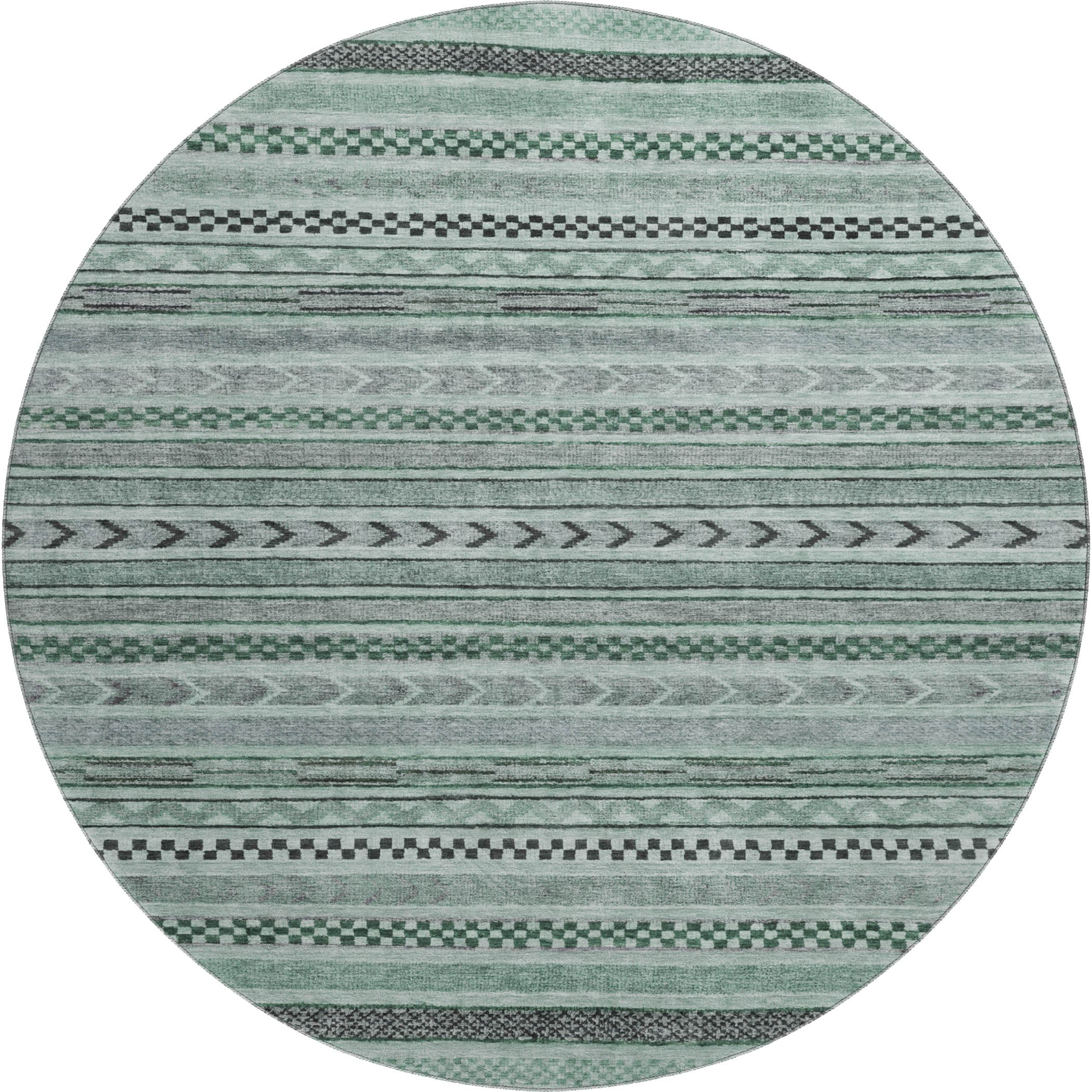 Sarajevo Machine Washable Transitional Teal Rug 8' x 8' #shape_Round