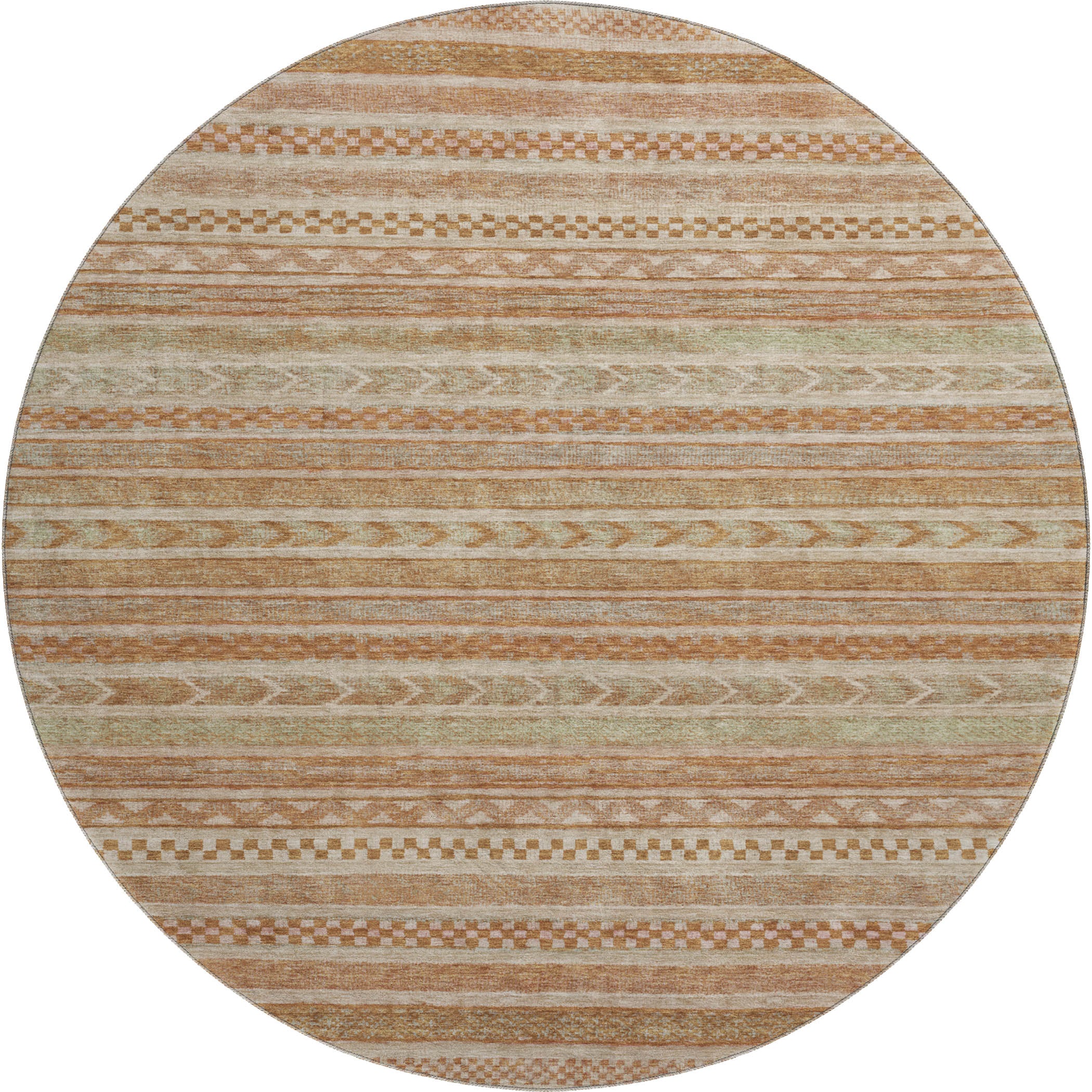 Sarajevo Machine Washable Transitional Terracotta Orange Rug 8' x 8' #shape_Round