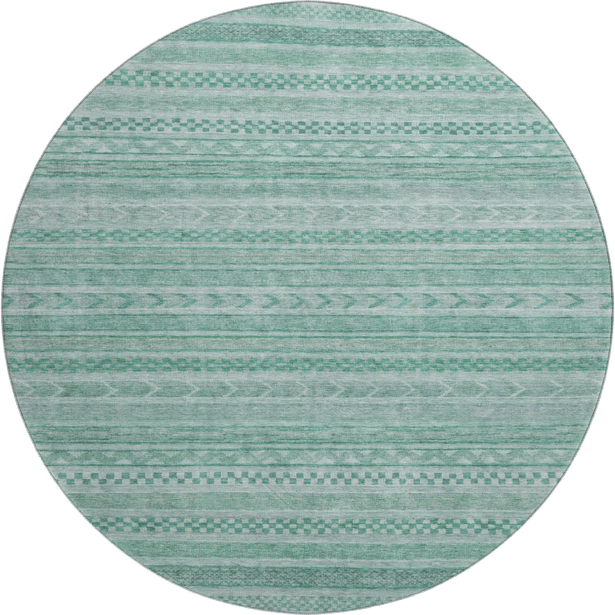 Sarajevo Machine Washable Transitional Turquoise Teal Rug 8' x 8' #shape_Round