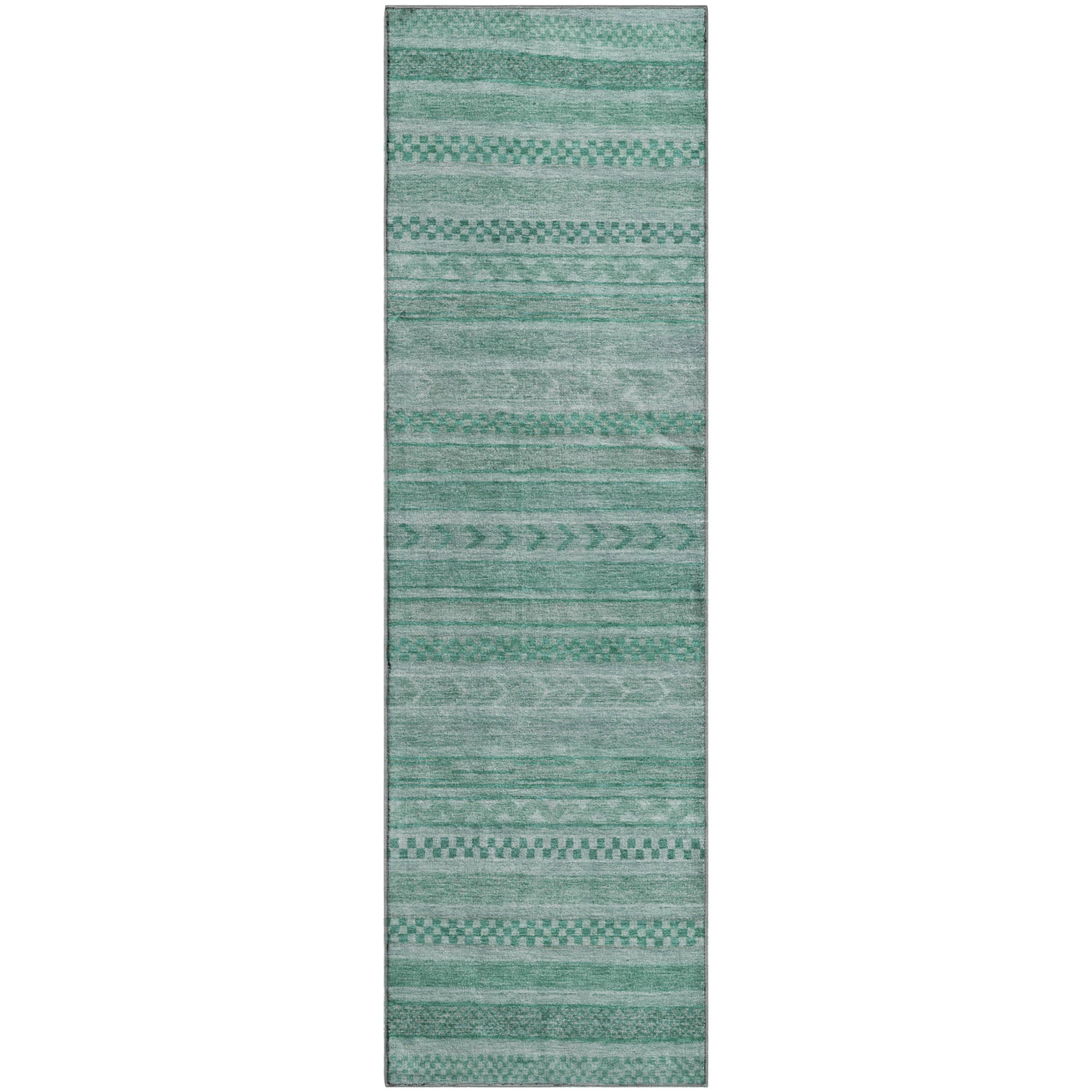 Sarajevo Machine Washable Transitional Turquoise Teal Rug 2'3" x 7'6" #shape_Runner