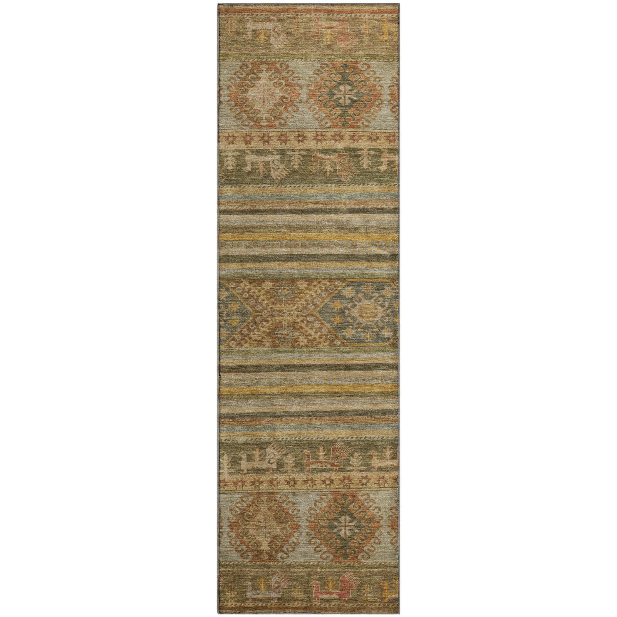 Rome Machine Washable Transitional Beige Brown Rug 2'3" x 7'6" #shape_Runner