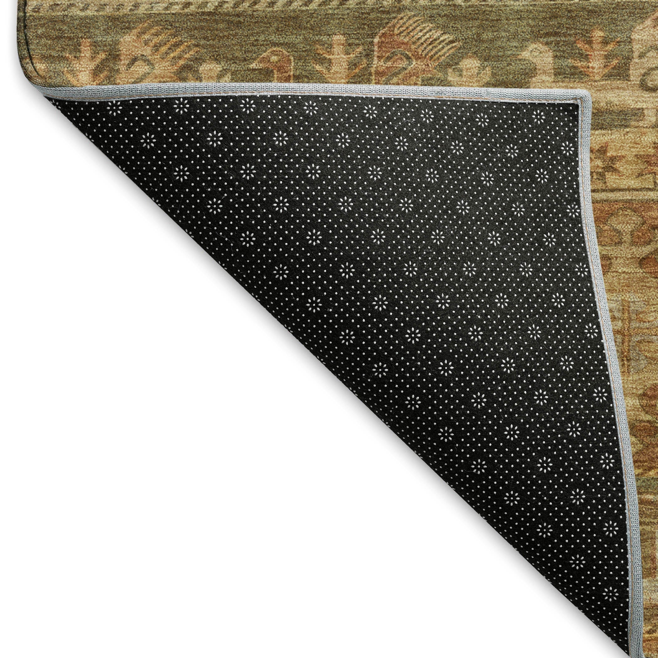 Rome Machine Washable Transitional Beige Brown Rug 1'8" x 2'6" #shape_Rectangle