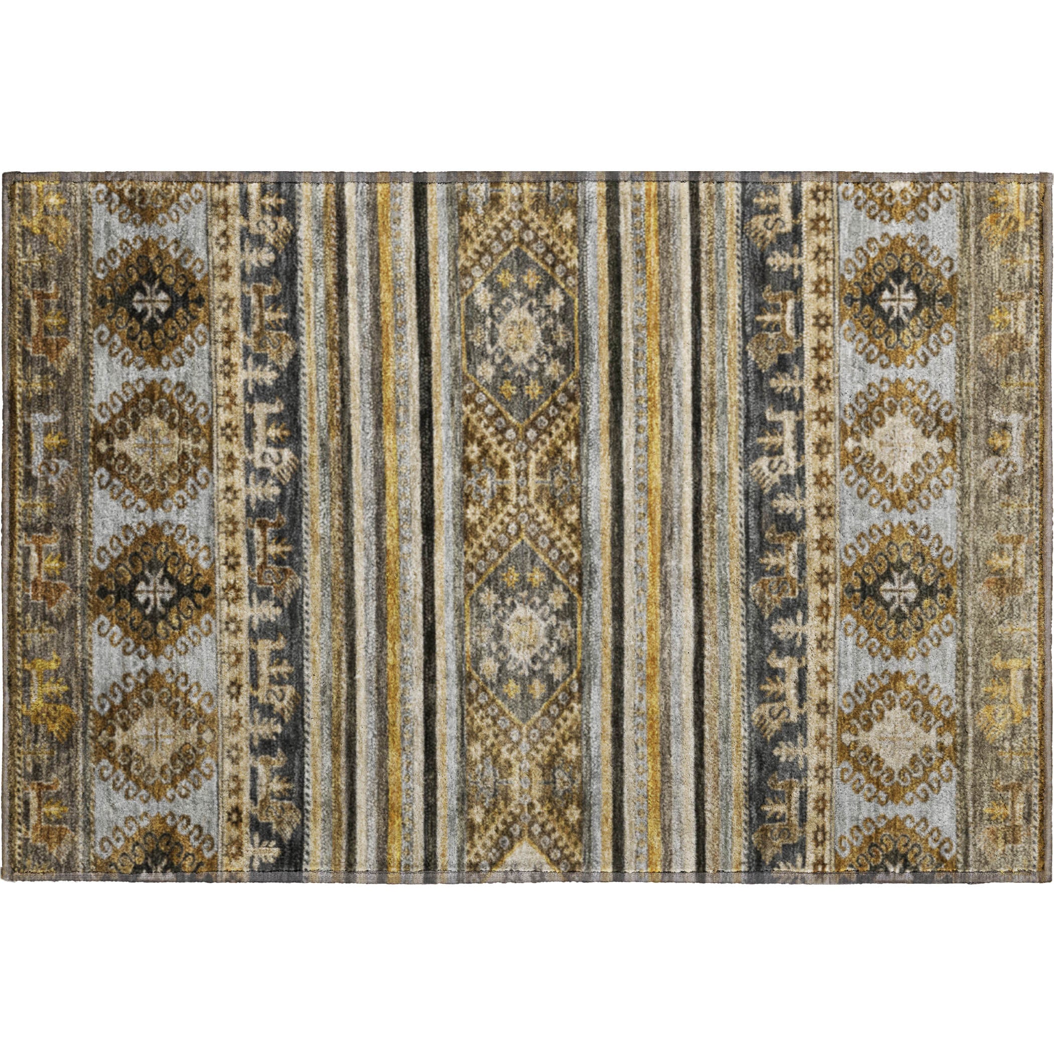 Rome Machine Washable Transitional Chocolate Brown Rug 1'8" x 2'6" #shape_Rectangle