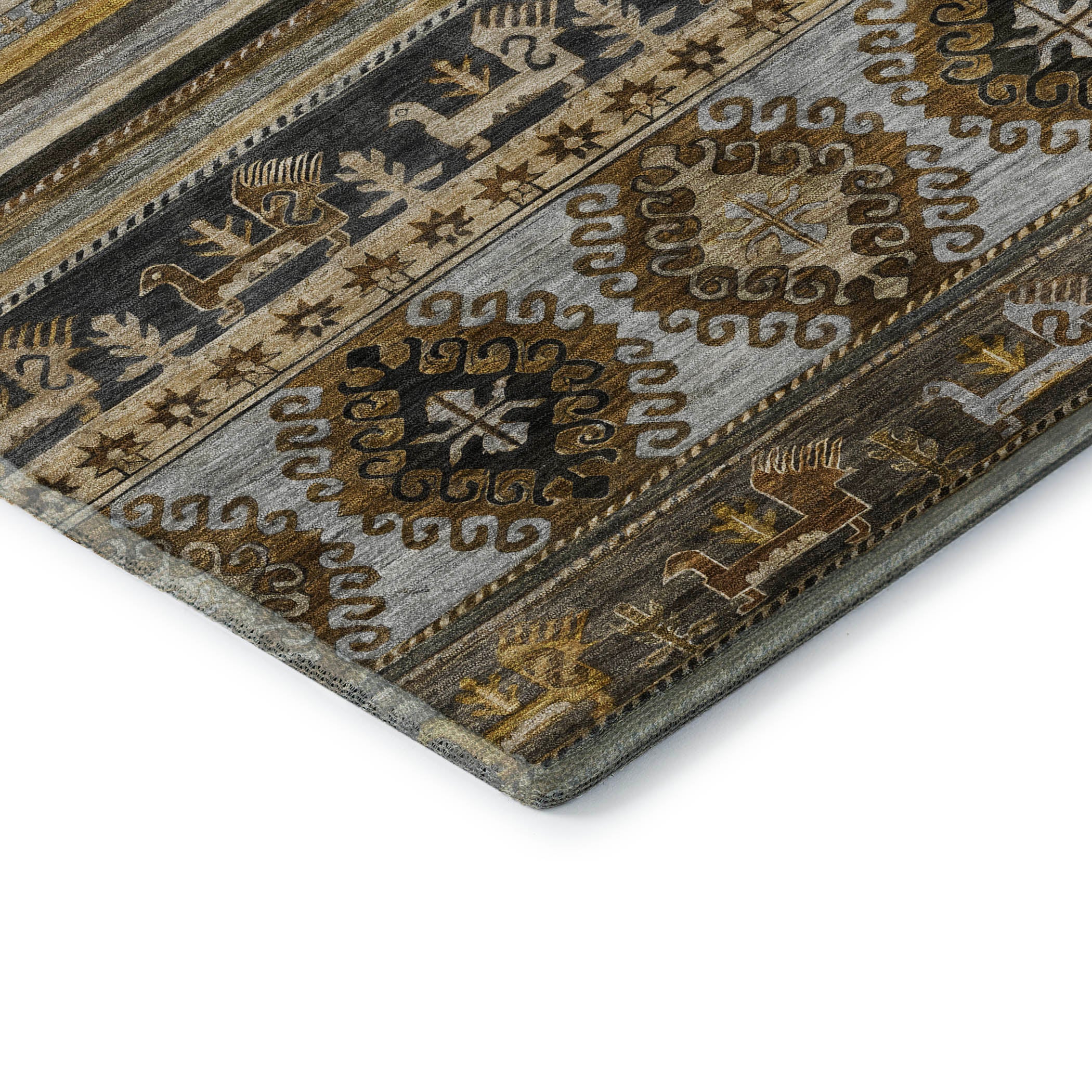 Rome Machine Washable Transitional Chocolate Brown Rug 1'8" x 2'6" #shape_Rectangle