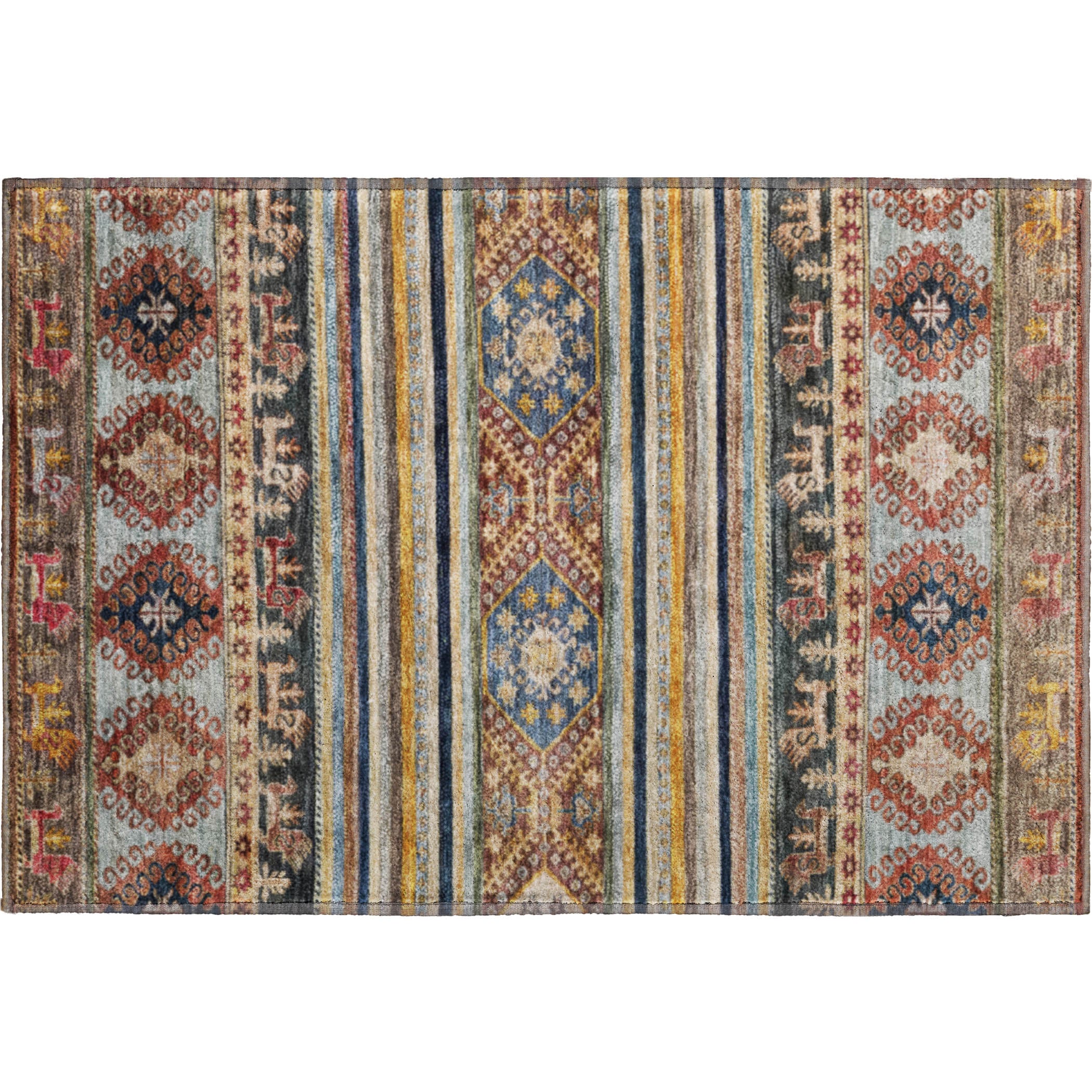 Rome Machine Washable Transitional Paprika Orange Rug 1'8" x 2'6" #shape_Rectangle
