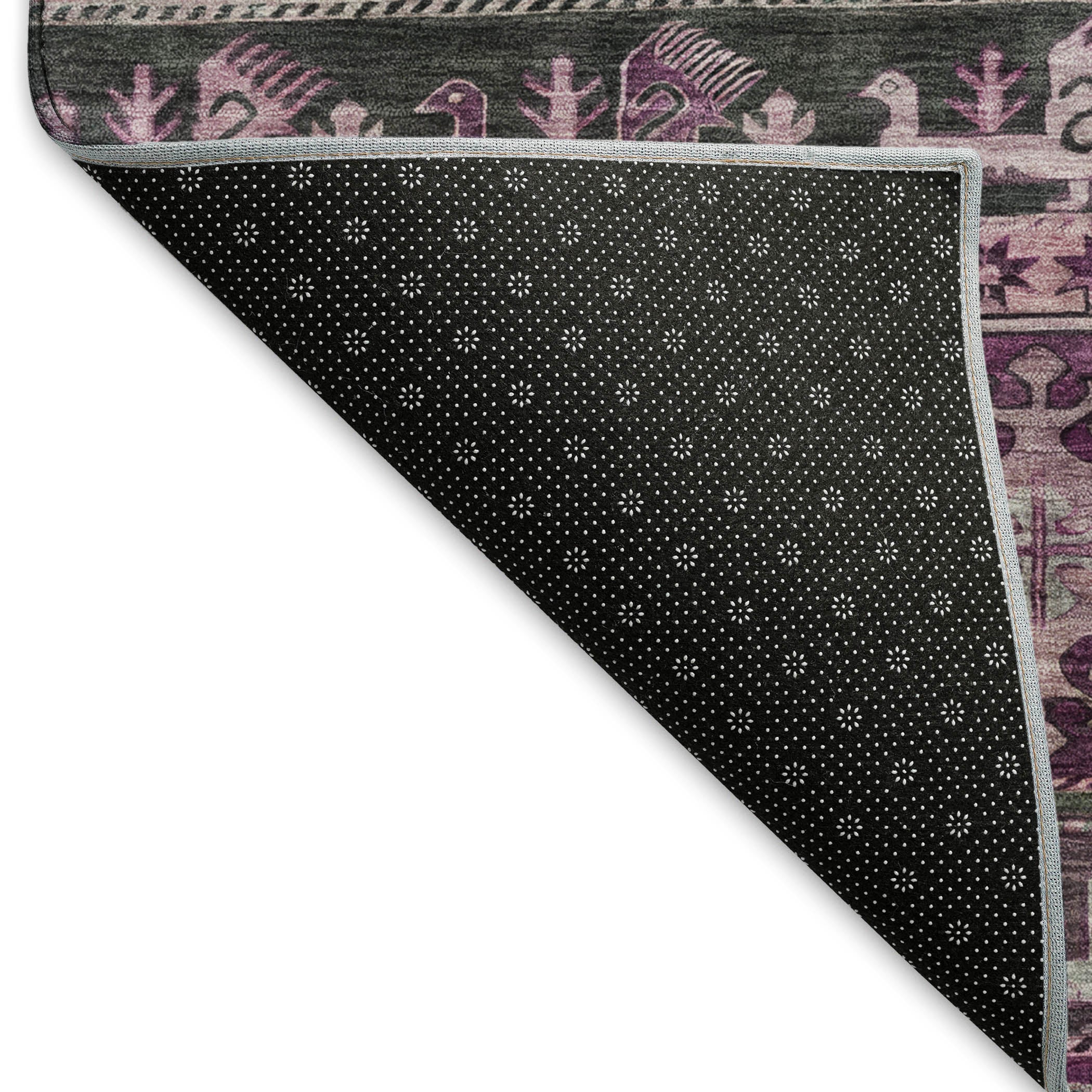 Rome Machine Washable Transitional Purple Rug 1'8" x 2'6" #shape_Rectangle