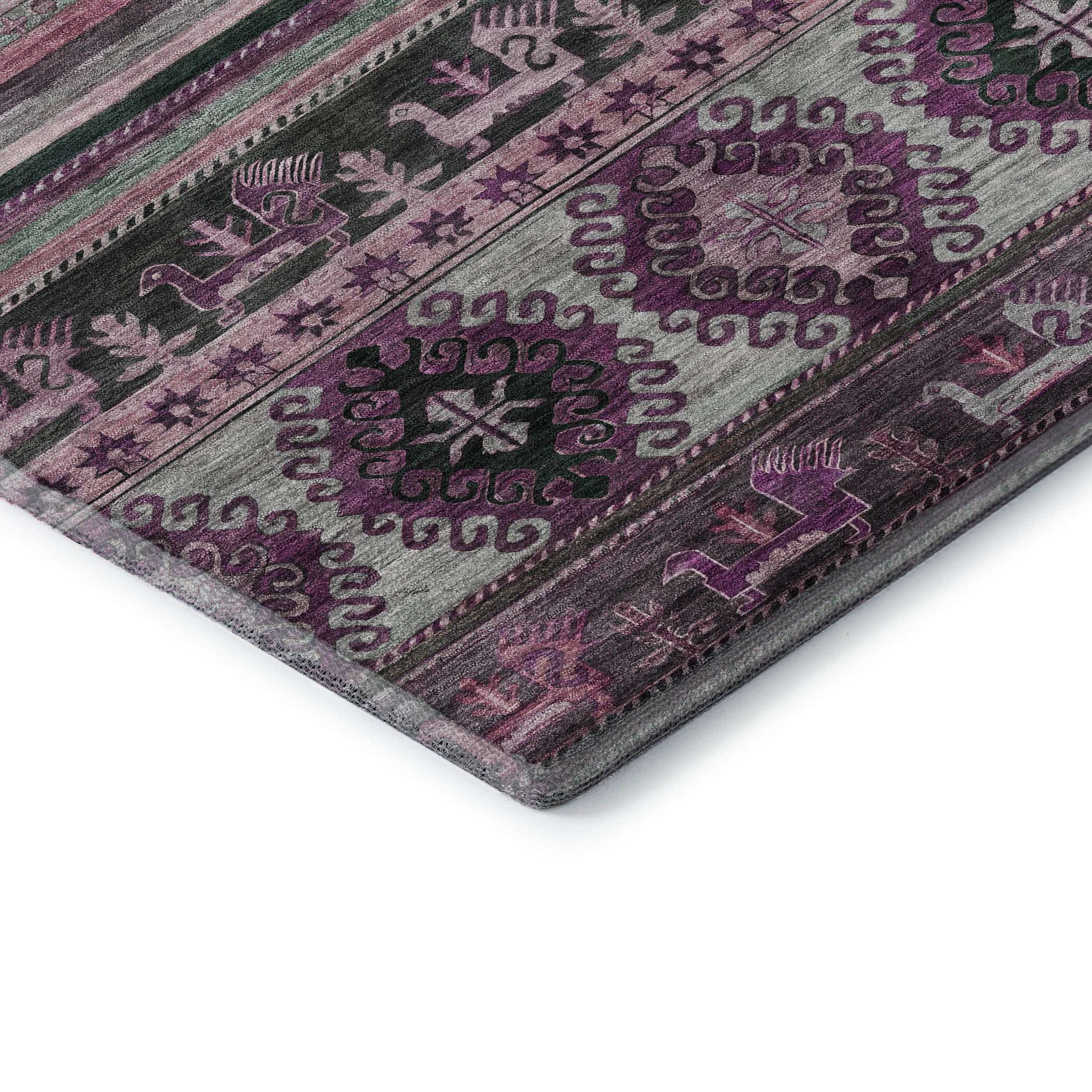 Rome Machine Washable Transitional Purple Rug 1'8" x 2'6" #shape_Rectangle