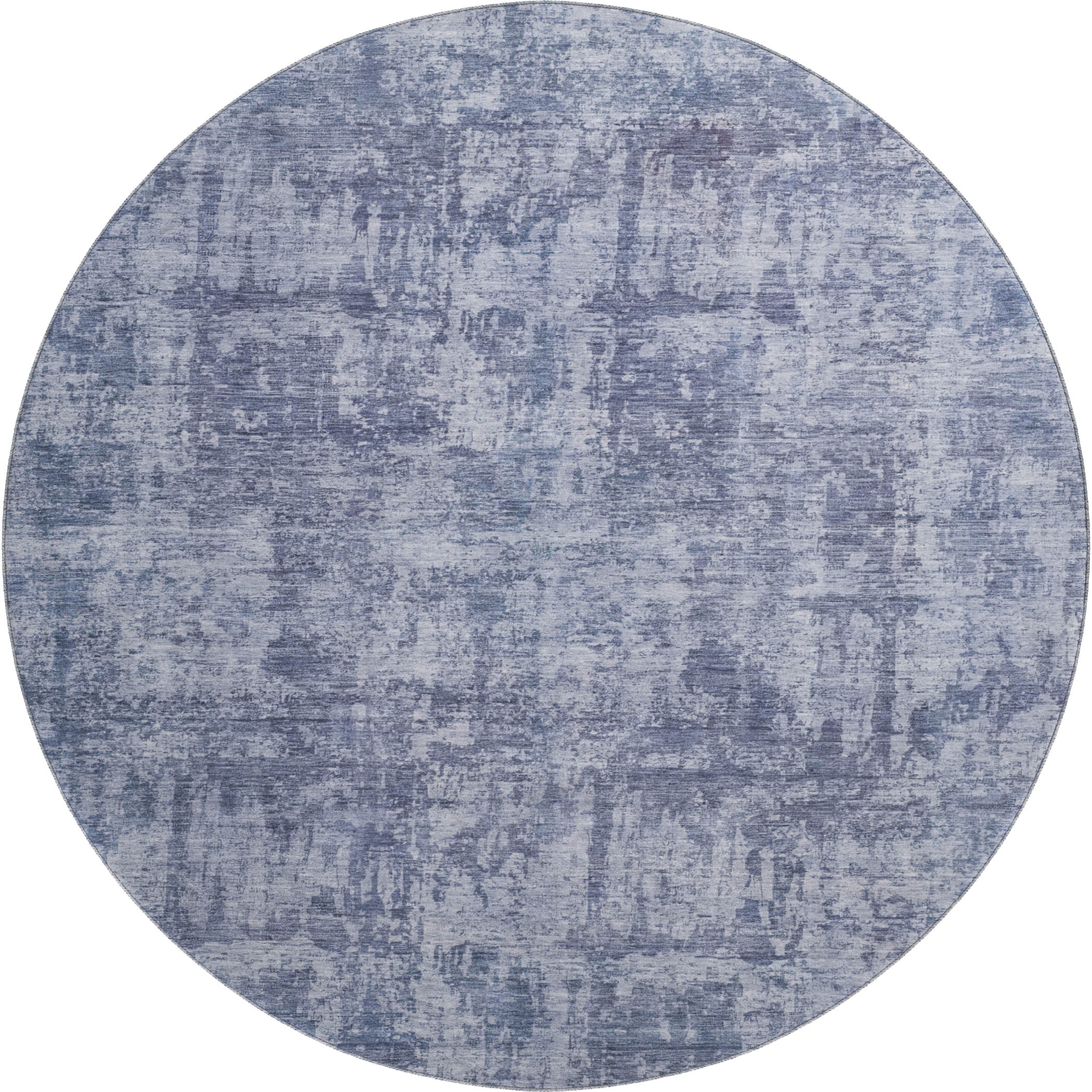 Queenstown Machine Washable Transitional Blue Rug 8' x 8' #shape_Round