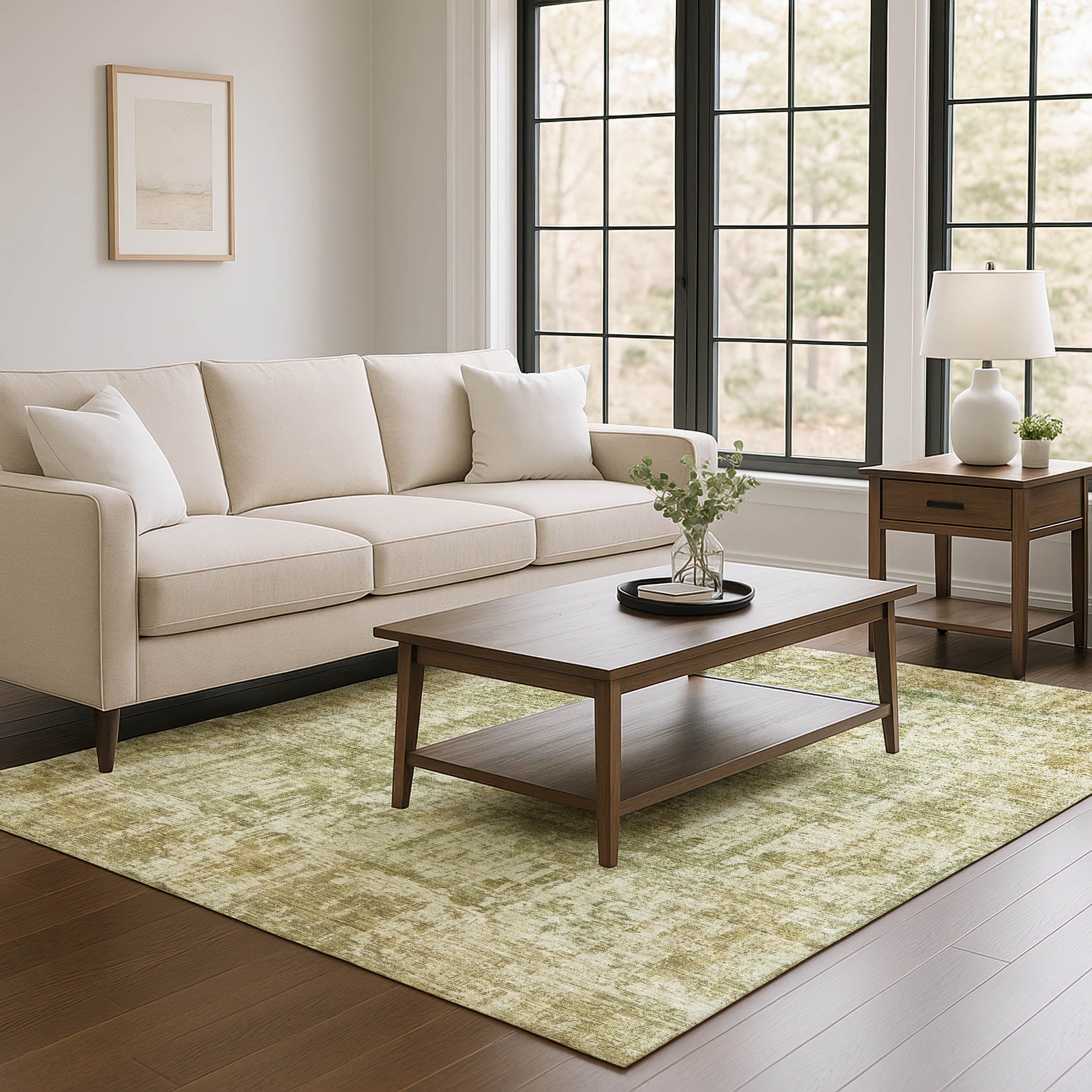 Queenstown Machine Washable Transitional Taupe Brown Rug 2'6" x 3'10" #shape_Rectangle