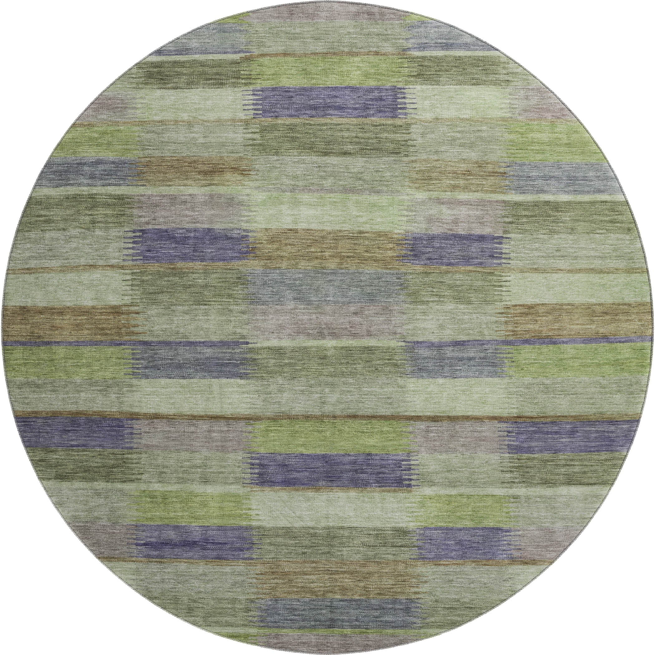 Bergen Machine Washable Transitional Aloe Green Rug 8' x 8' #shape_Round